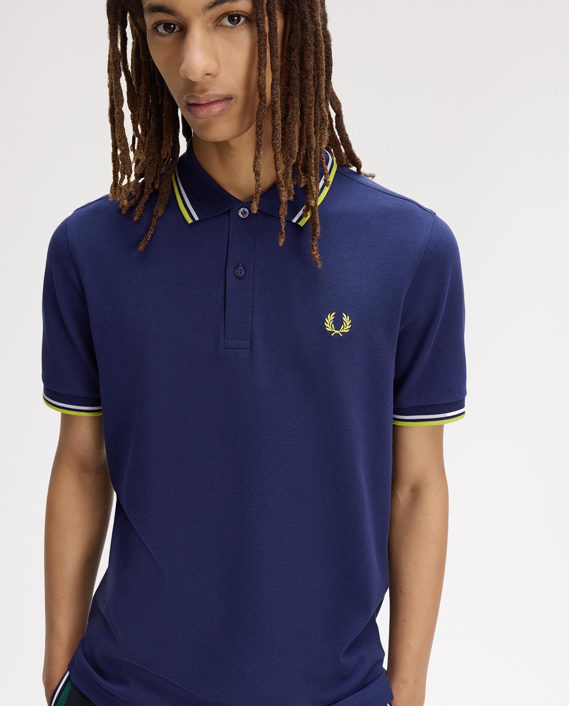 Polo de hombre de piqué de algodón manga corta - Fred Perry - Azul denim Azul denim-3