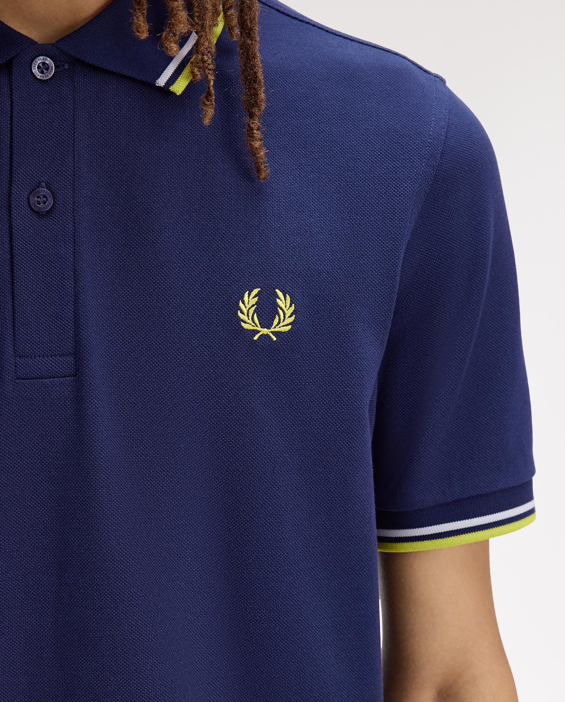 Polo de hombre de piqué de algodón manga corta - Fred Perry - Azul denim Azul denim-5