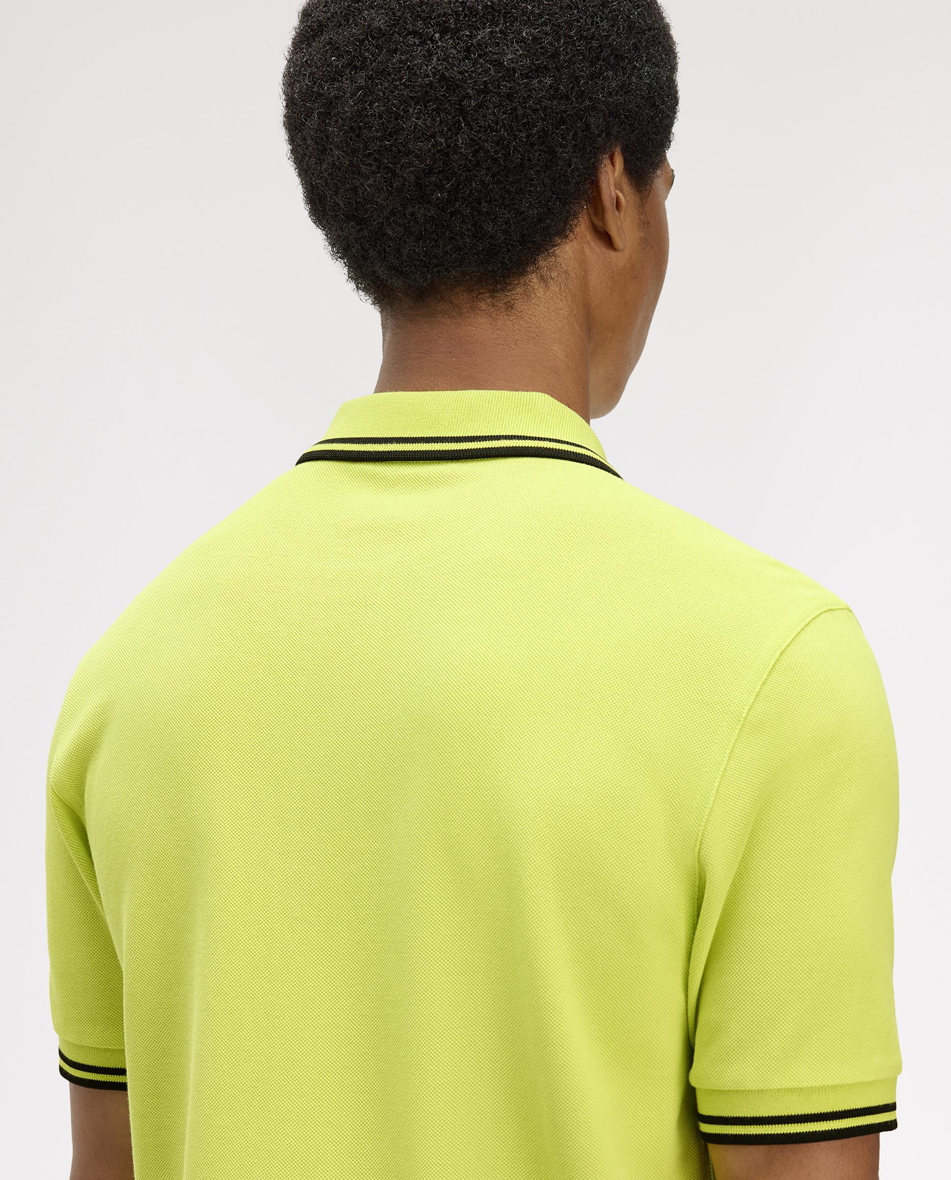 Polo de hombre de piqué de algodón manga corta - Fred Perry - Acero negro Amarillo limón-4