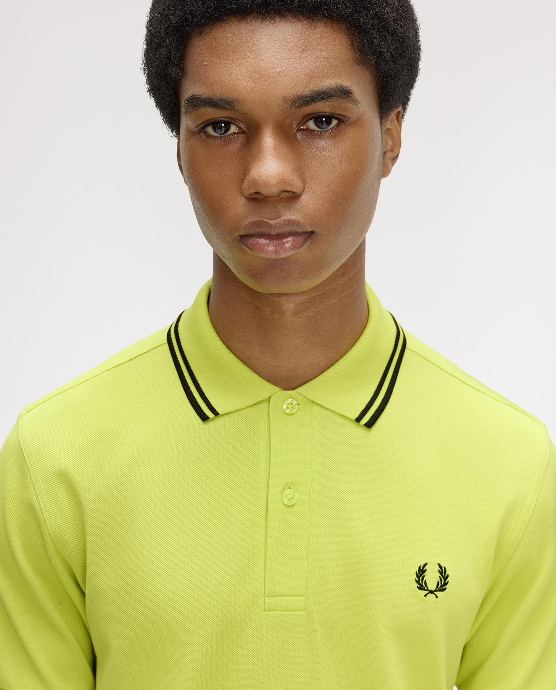 Polo de hombre de piqué de algodón manga corta - Fred Perry - Acero negro Amarillo limón-5