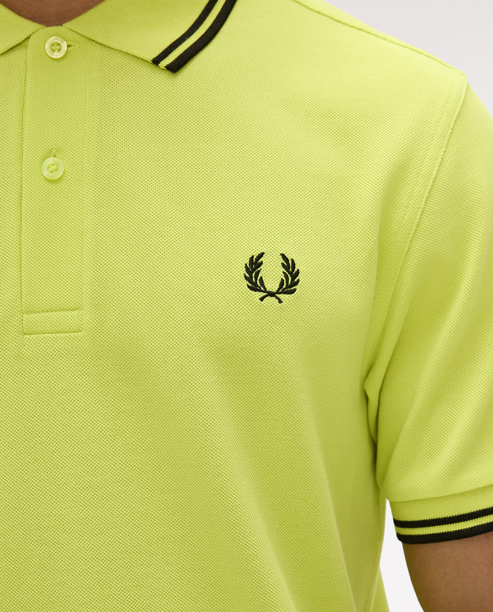 Polo de hombre de piqué de algodón manga corta - Fred Perry - Acero negro Amarillo limón-6