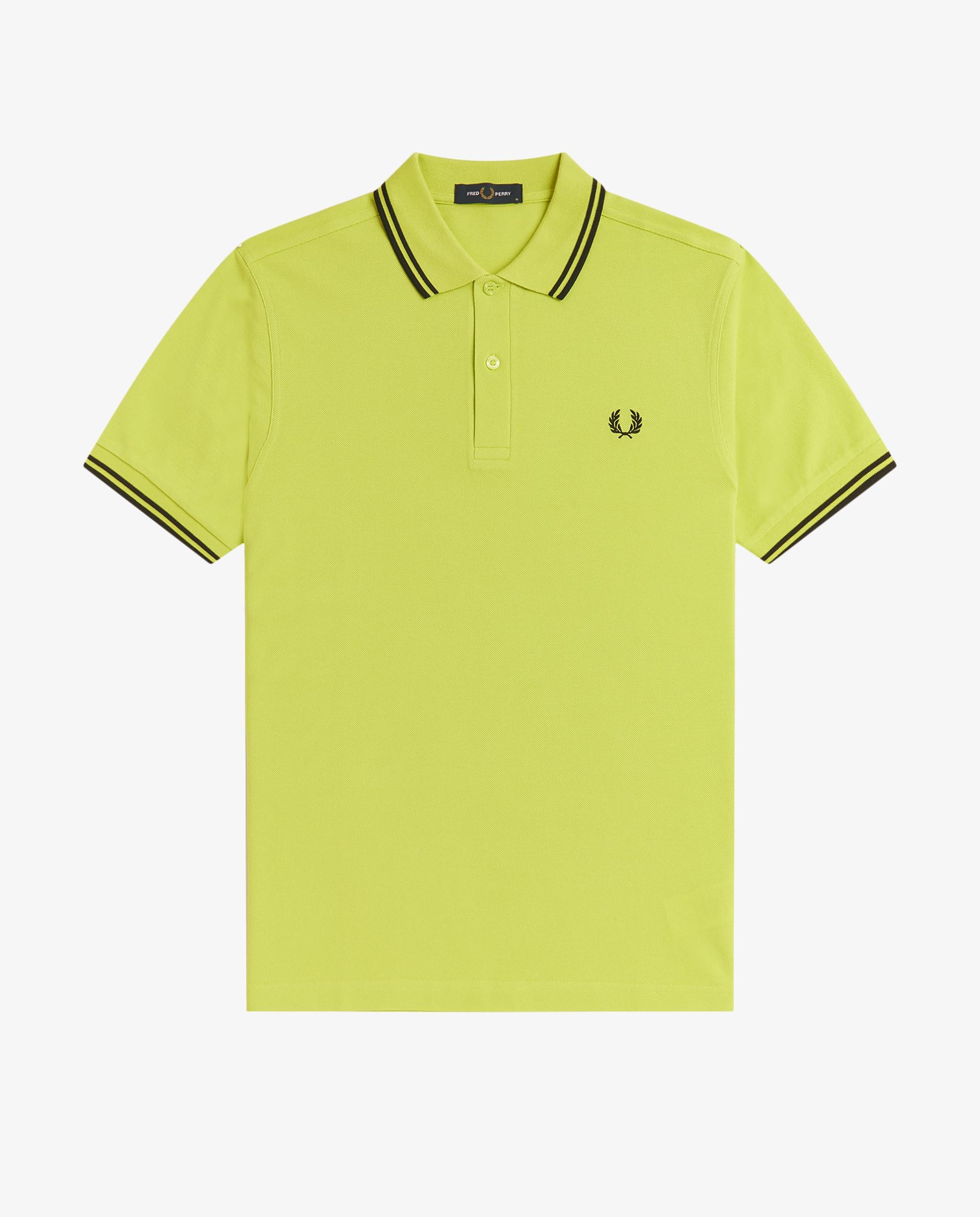 Polo de hombre de piqué de algodón manga corta - Fred Perry - Acero negro Amarillo limón-7