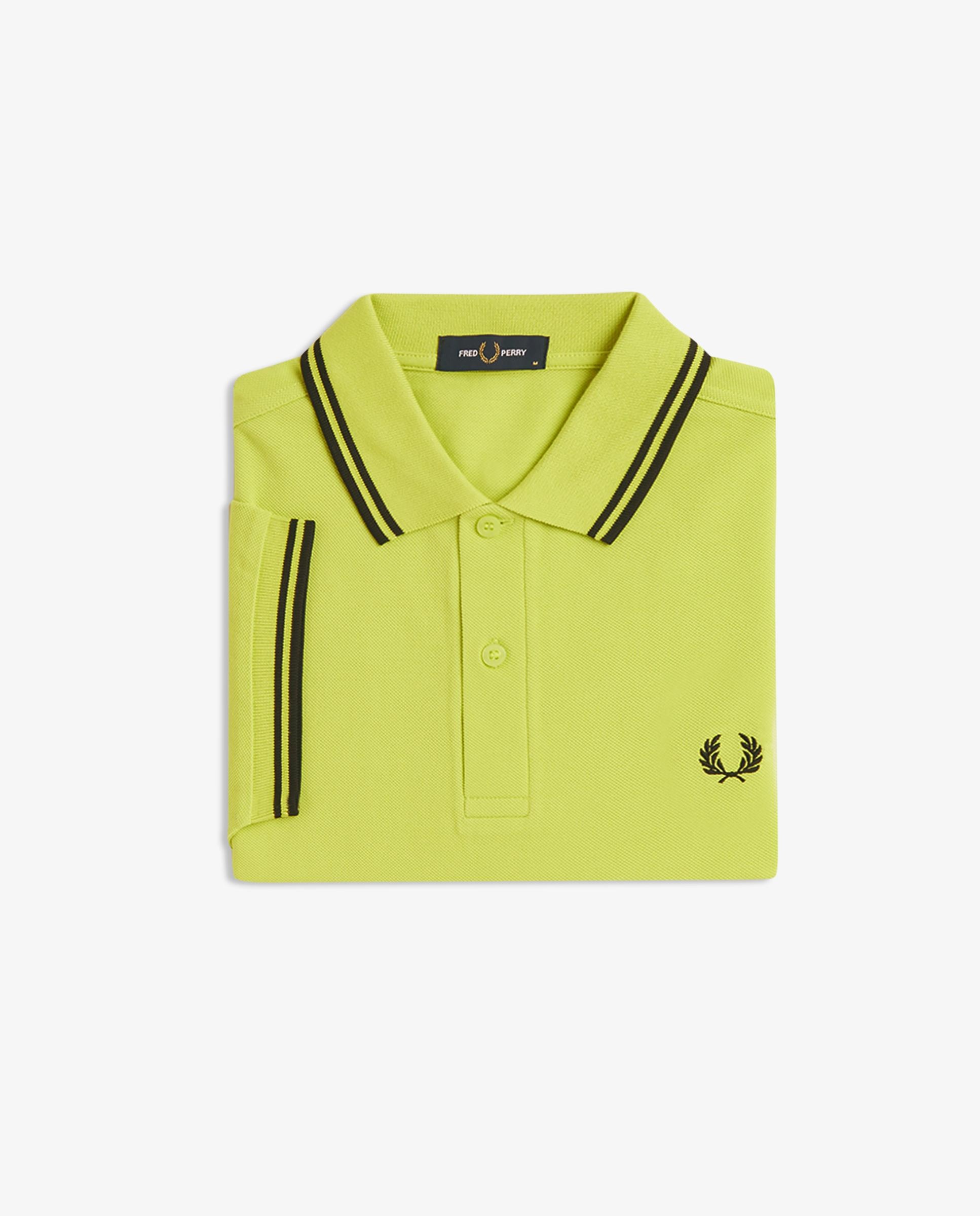 Polo de hombre de piqué de algodón manga corta - Fred Perry - Acero negro Amarillo limón-9