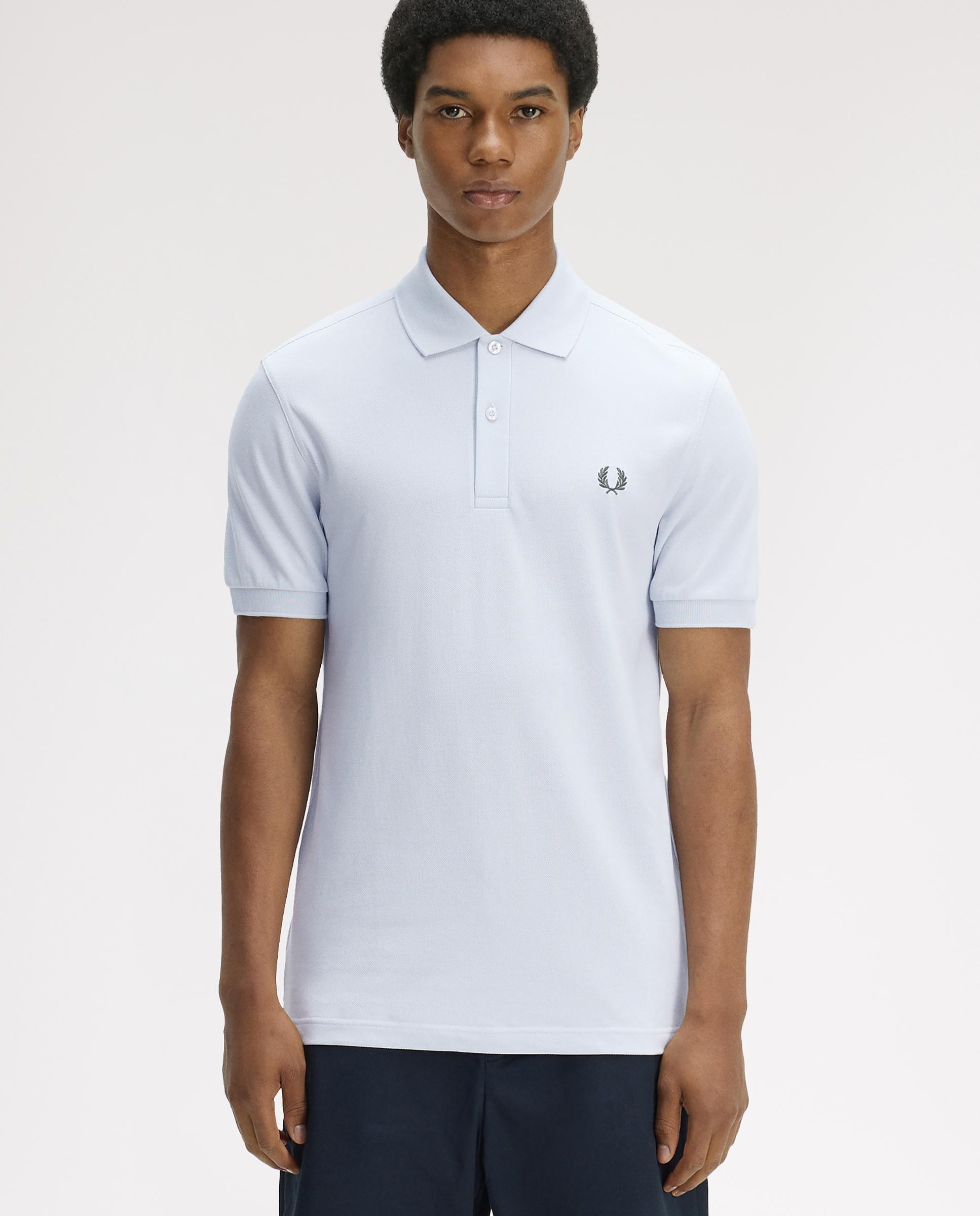 Polo de hombre liso de manga corta en piqué de algodón - Fred Perry - Azul celeste Azul celeste-1