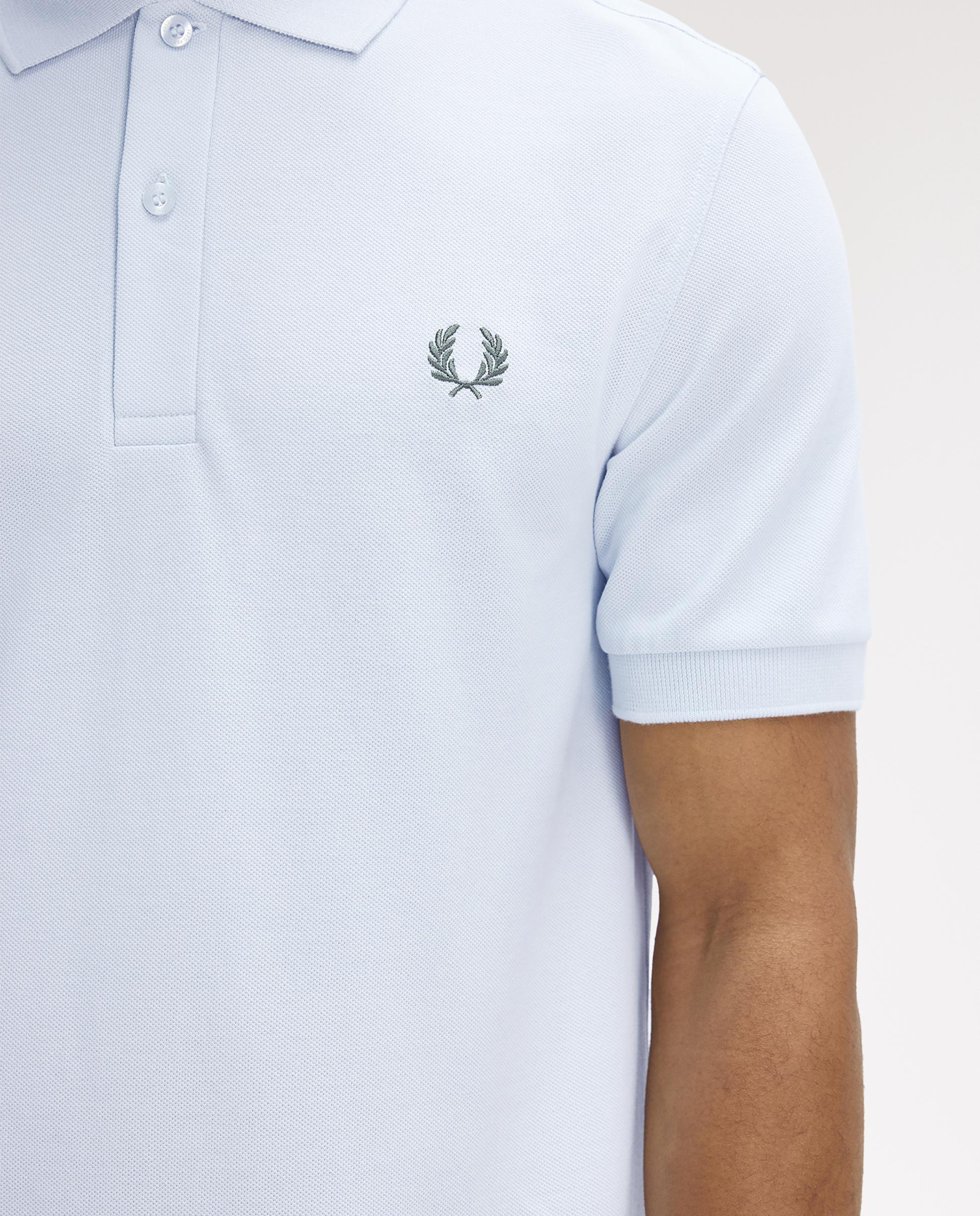 Polo de hombre liso de manga corta en piqué de algodón - Fred Perry - Azul celeste Azul celeste-4
