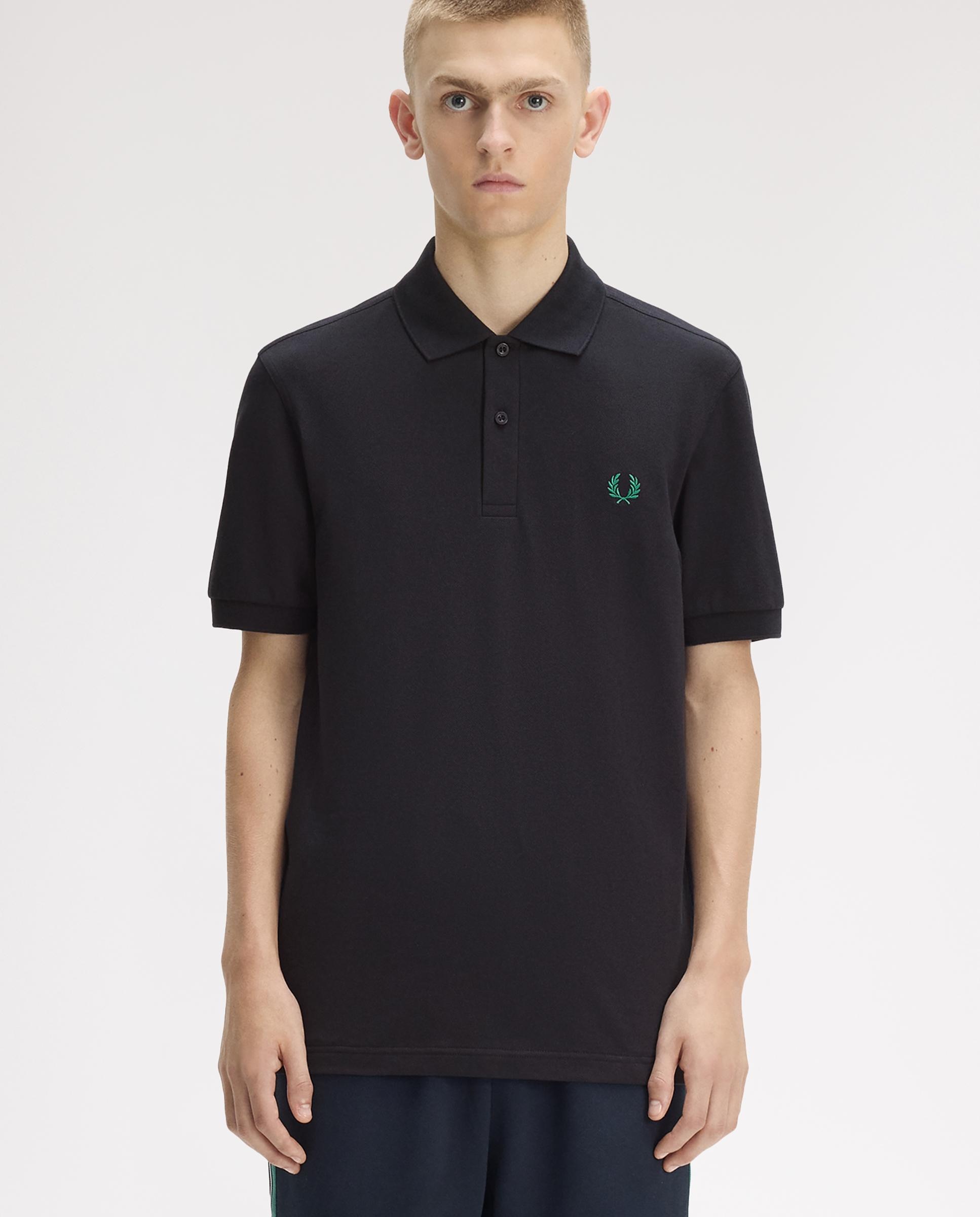 Polo de hombre liso de manga corta en piqué de algodón - Fred Perry - Azul antracita Azul antracita-1