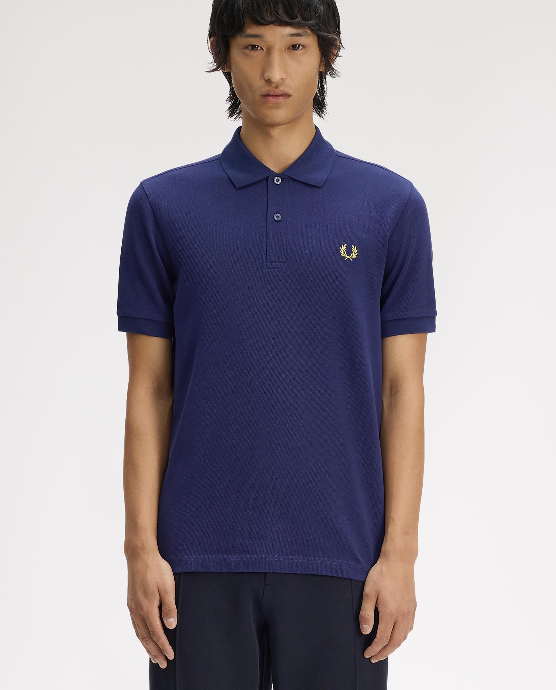 Polo de hombre liso de manga corta en piqué de algodón - Fred Perry - Azul fumé Azul fumé-1