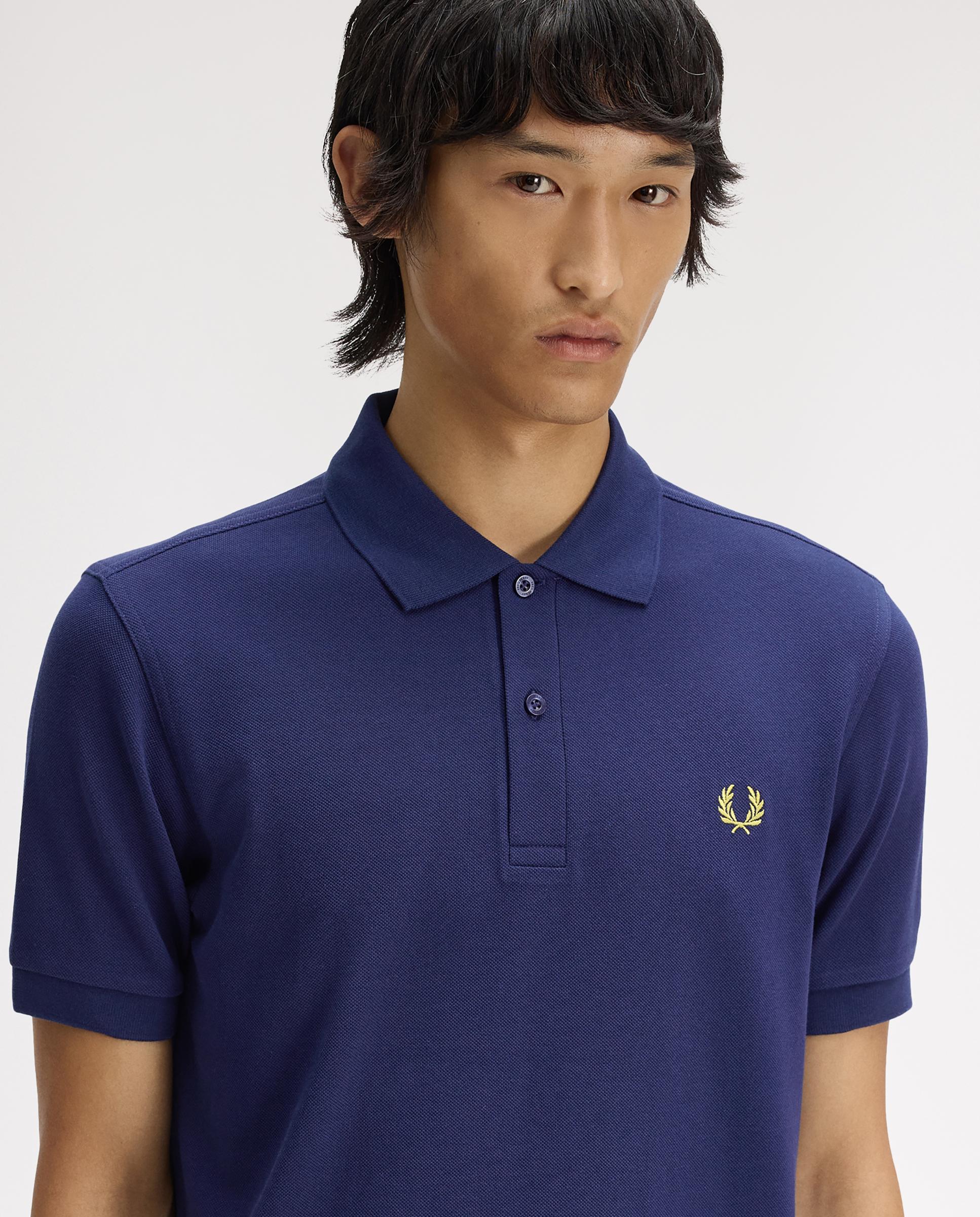 Polo de hombre liso de manga corta en piqué de algodón - Fred Perry - Azul fumé Azul fumé-4