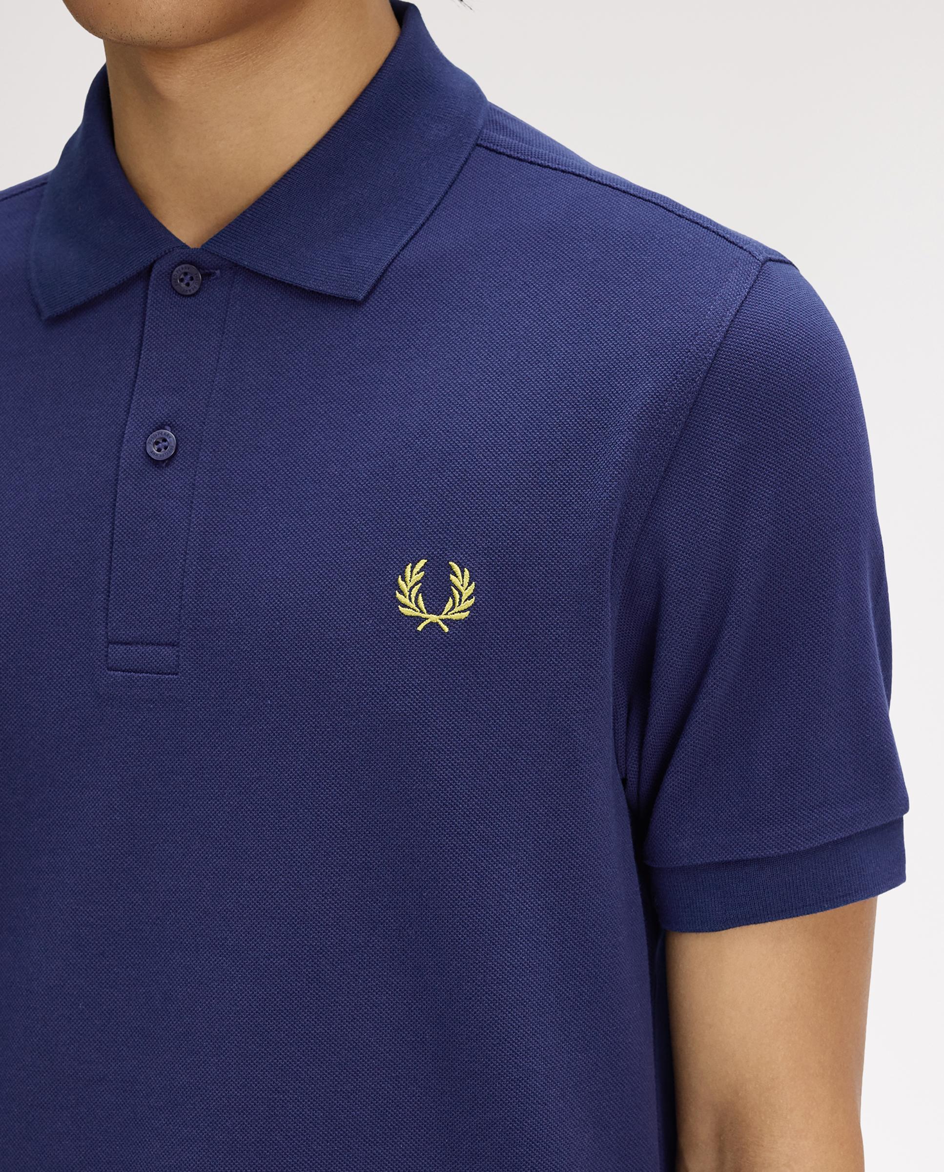Polo de hombre liso de manga corta en piqué de algodón - Fred Perry - Azul fumé Azul fumé-5