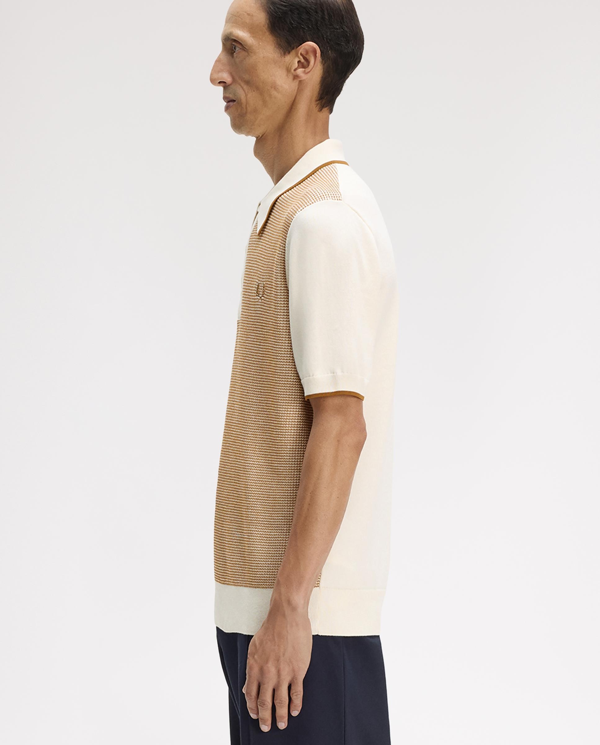 Jersey de hombre de punto gofre con cuello polo - Fred Perry - Crudo Crudo-2