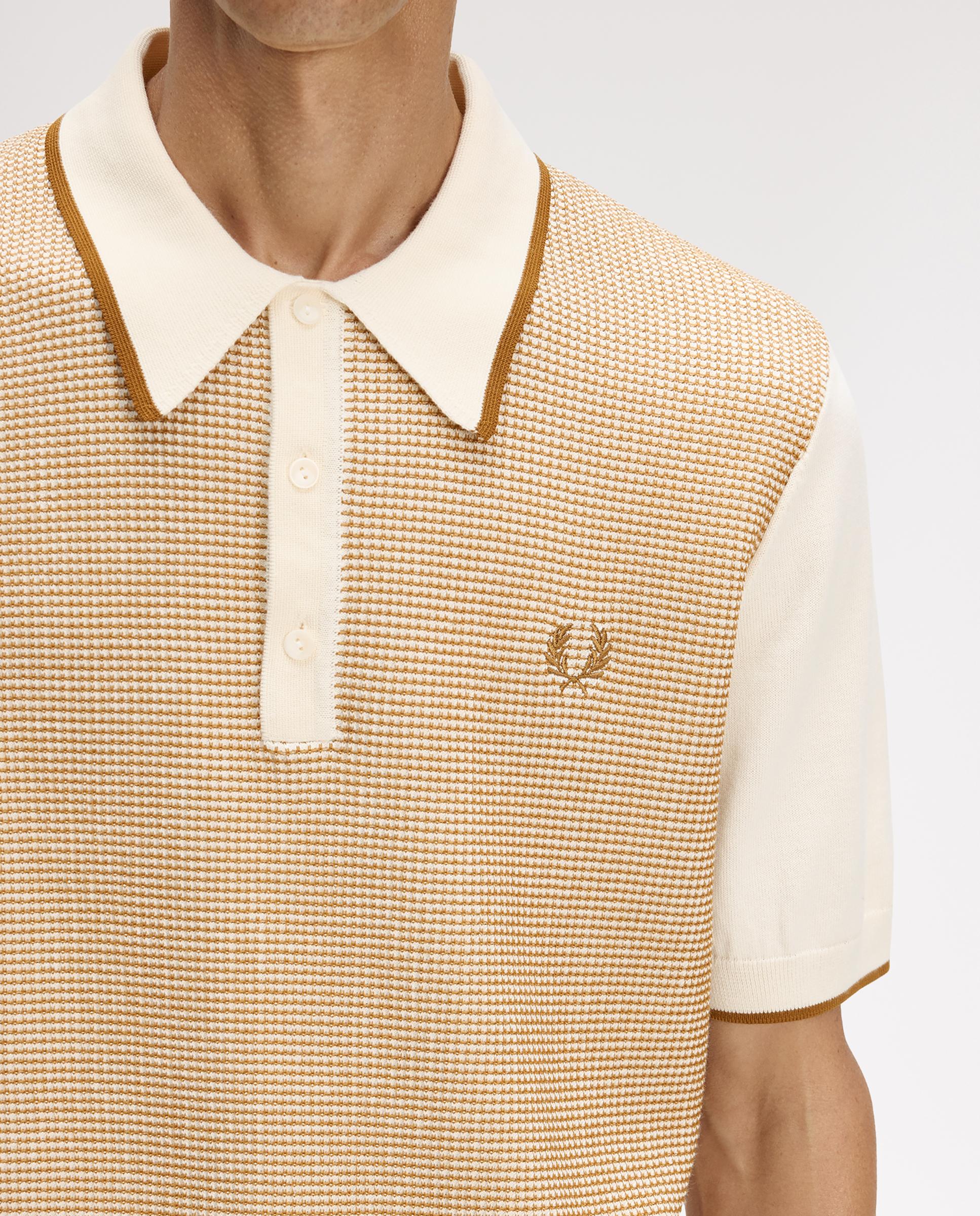 Jersey de hombre de punto gofre con cuello polo - Fred Perry - Crudo Crudo-4