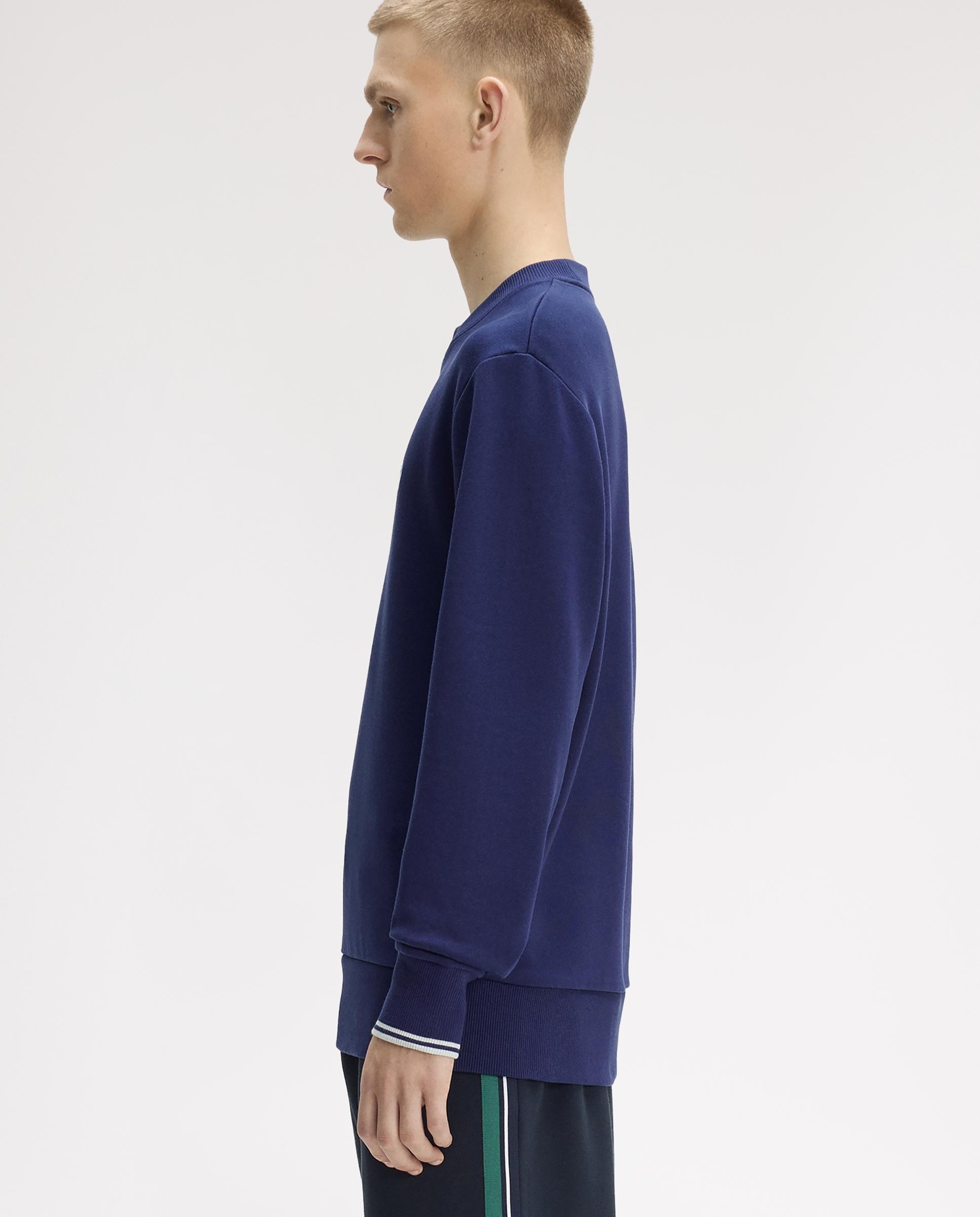 Sudadera de hombre con cuello redondo y ribete de dos franjas - Fred Perry - Azul fumé Azul fumé-2