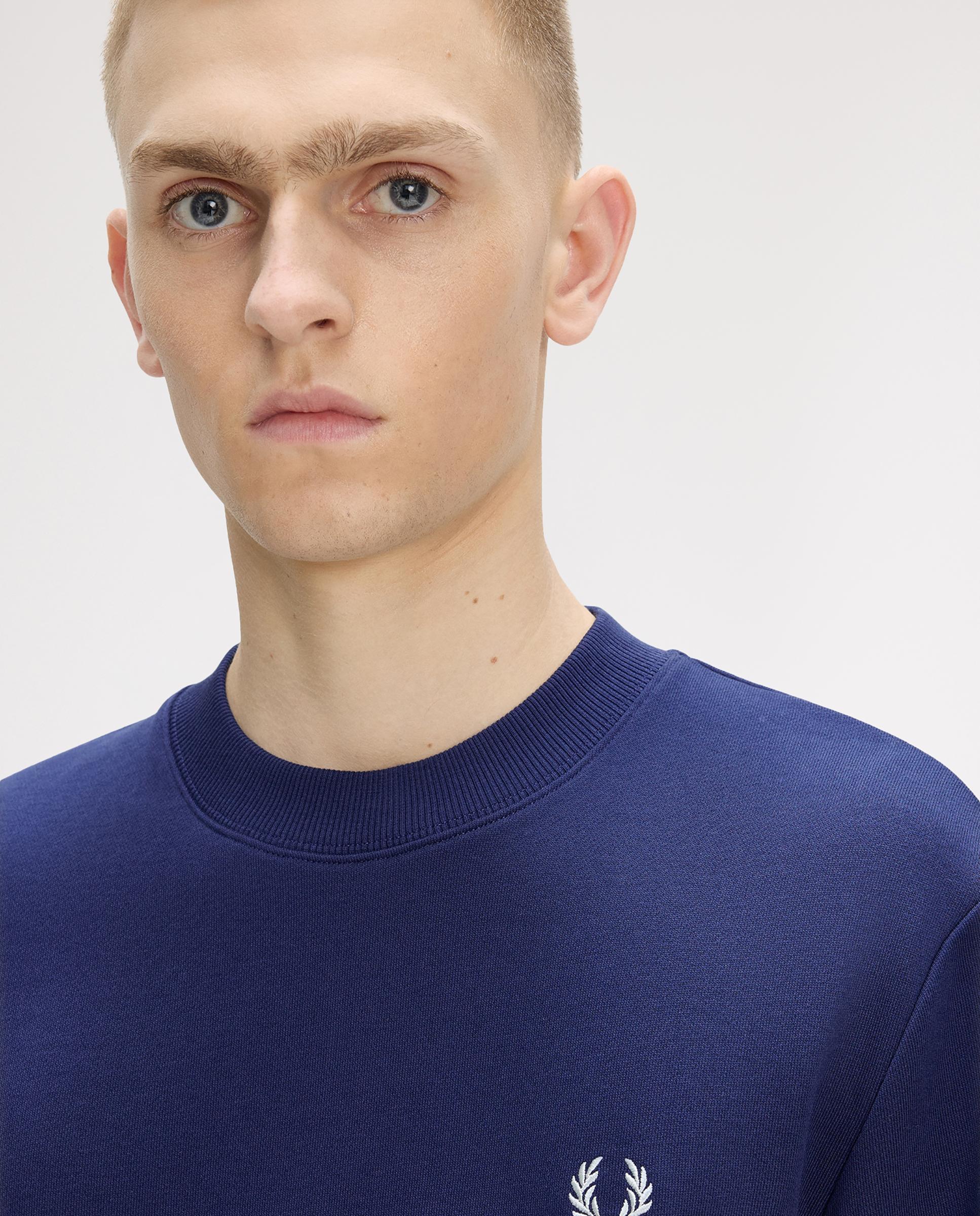 Sudadera de hombre con cuello redondo y ribete de dos franjas - Fred Perry - Azul fumé Azul fumé-5