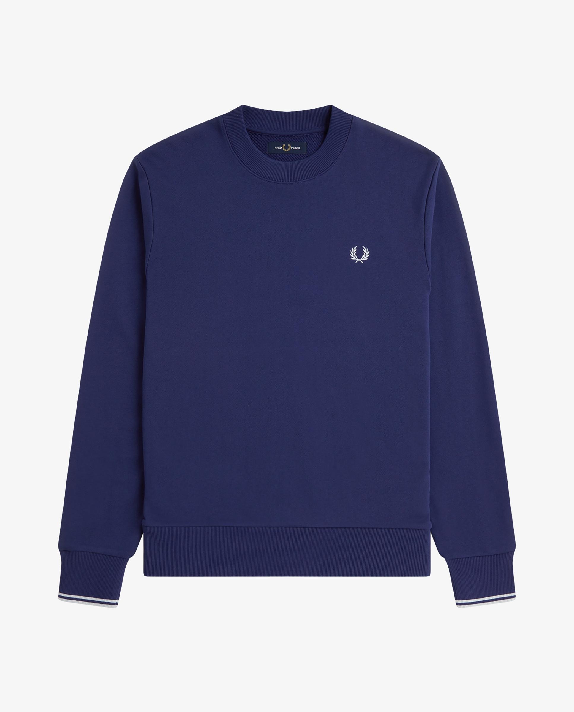 Sudadera de hombre con cuello redondo y ribete de dos franjas - Fred Perry - Azul fumé Azul fumé-7