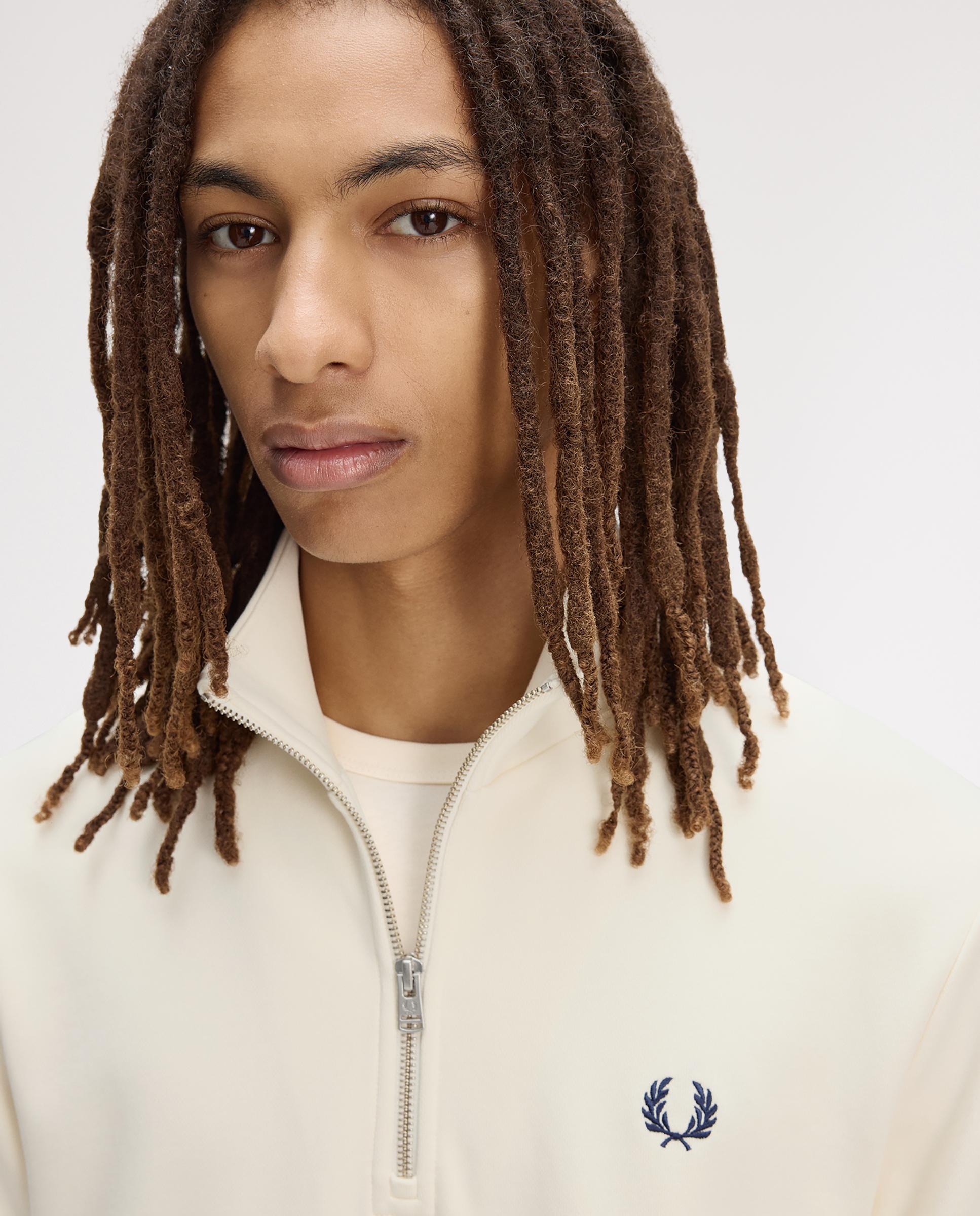 Sudadera de hombre con media cremallera y ribetes - Fred Perry - Crudo Crudo-5