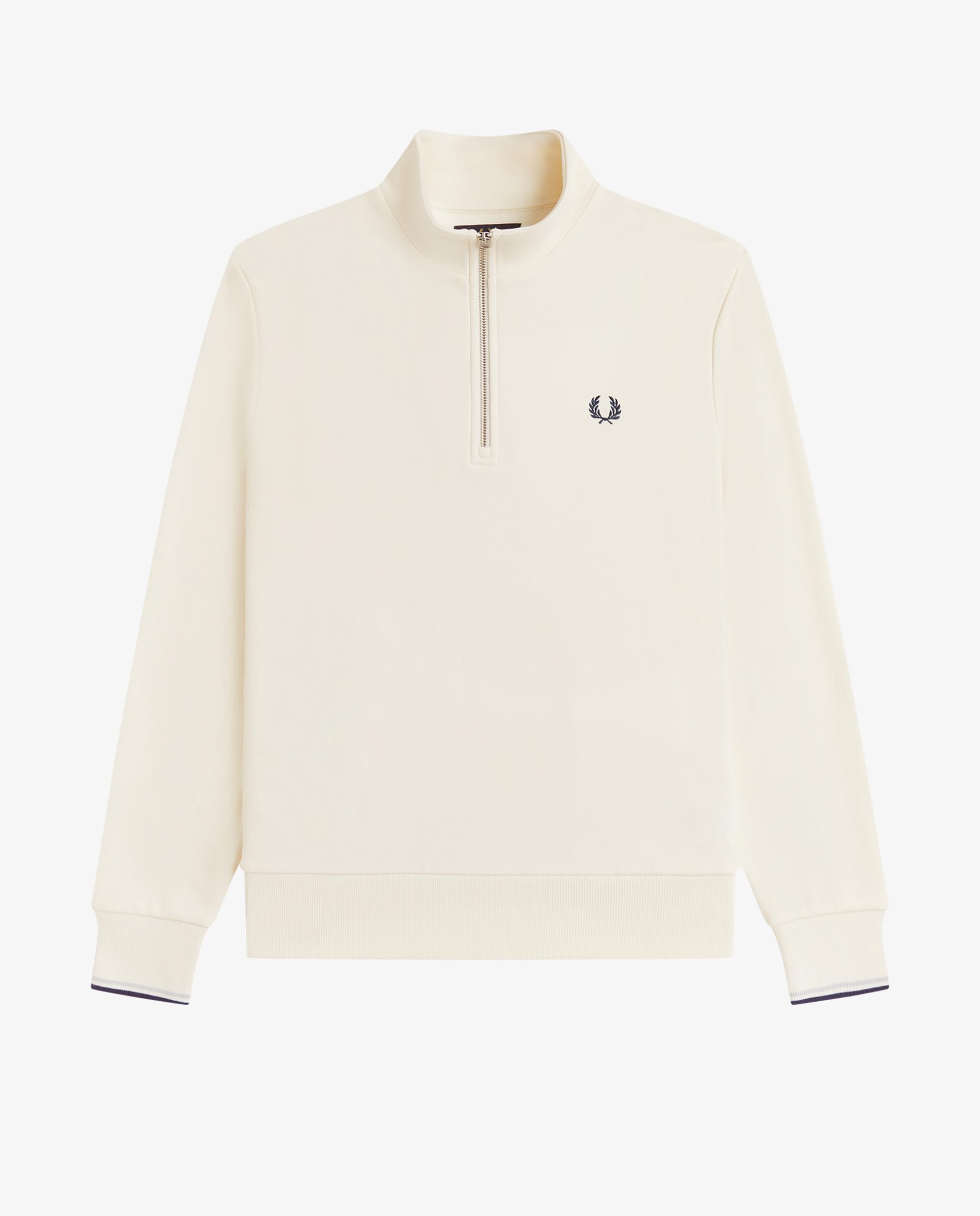 Sudadera de hombre con media cremallera y ribetes - Fred Perry - Crudo Crudo-7