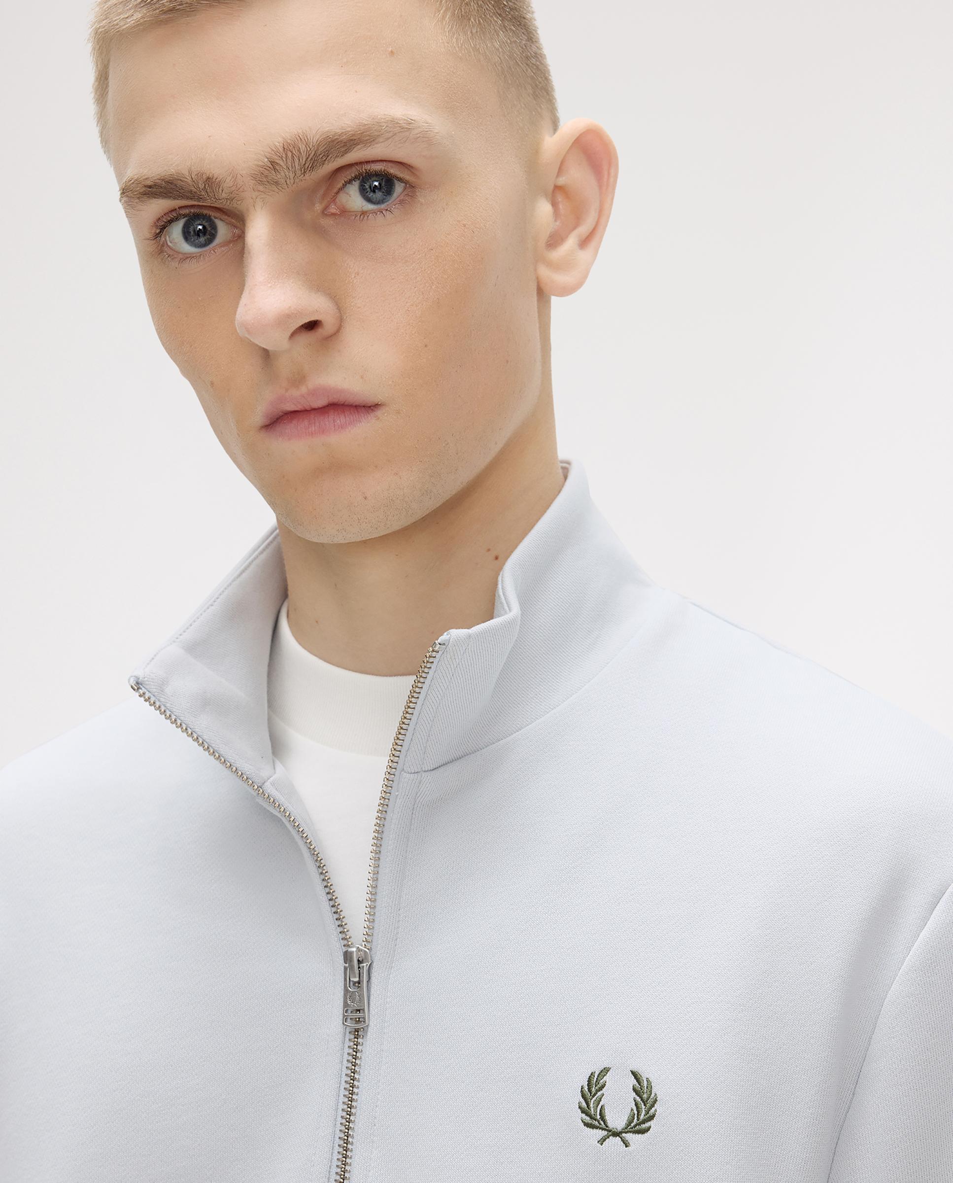 Sudadera de hombre con media cremallera y ribetes a contraste - Fred Perry - Azul claro Azul claro-4