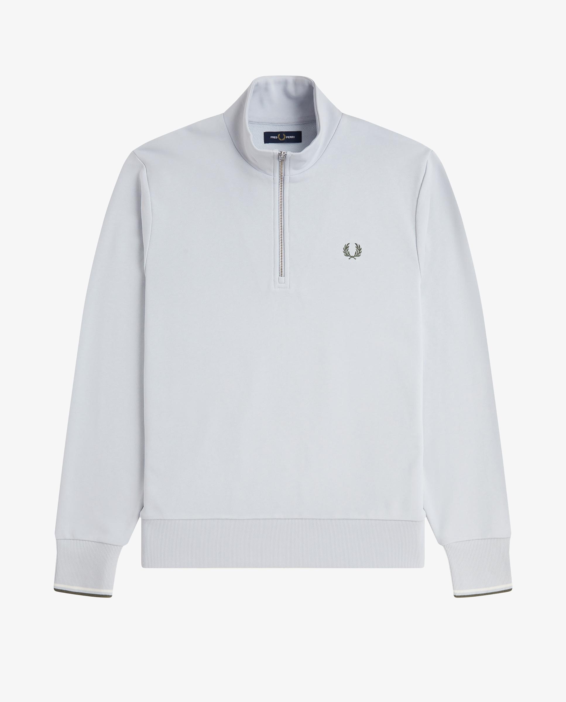 Sudadera de hombre con media cremallera y ribetes a contraste - Fred Perry - Azul claro Azul claro-7
