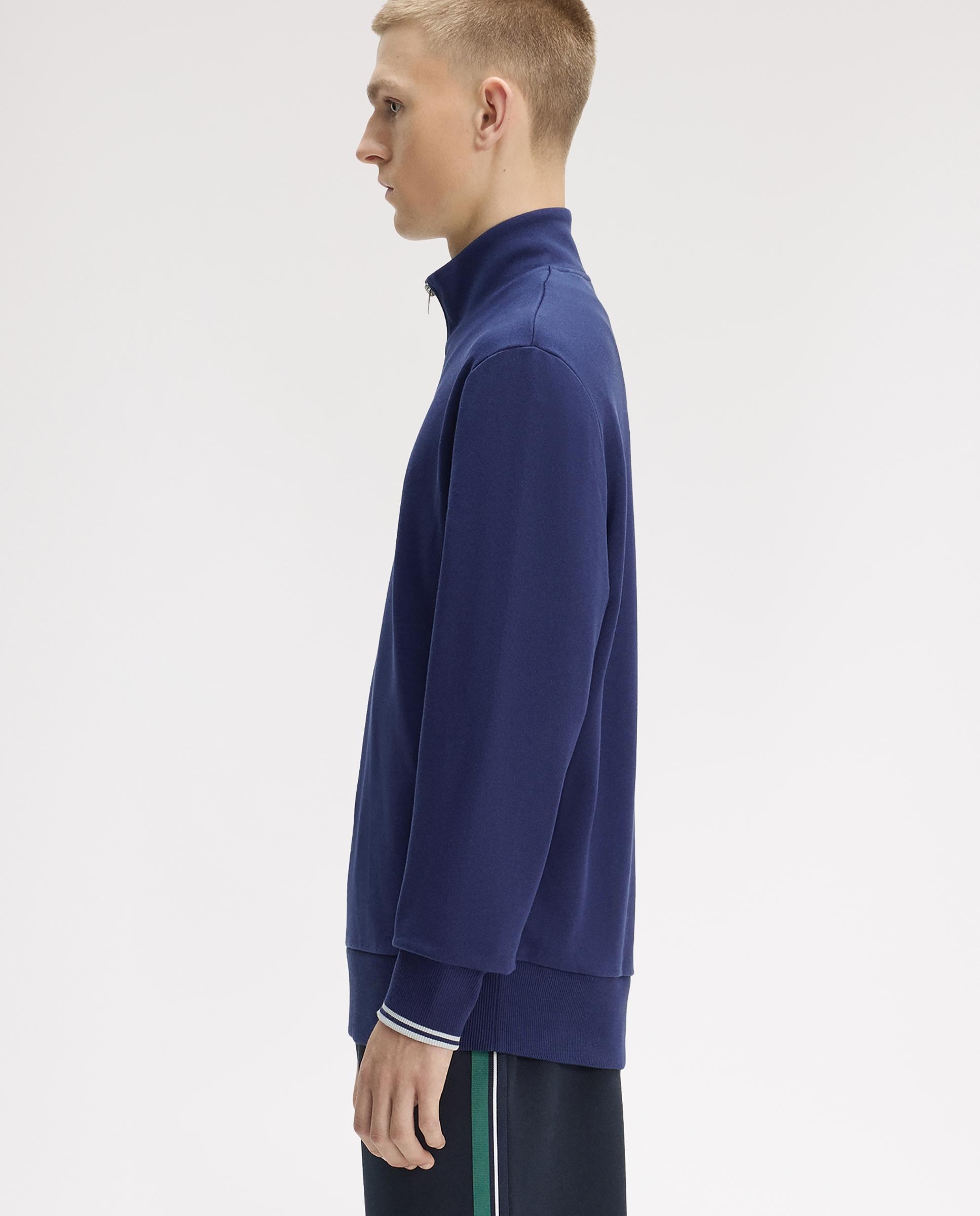 Sudadera de hombre con media cremallera y ribetes a contraste - Fred Perry - Azul fumé Azul fumé-2