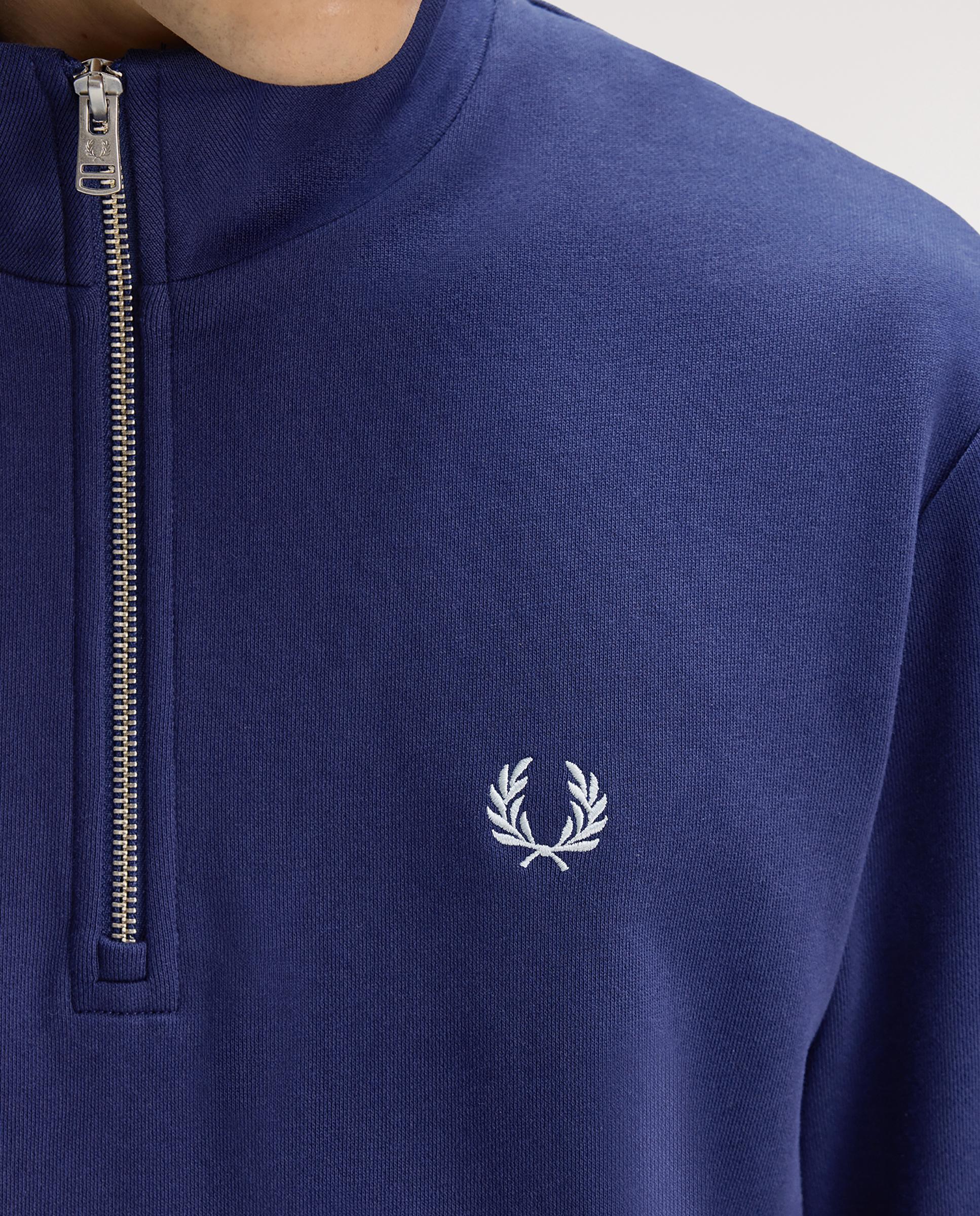 Sudadera de hombre con media cremallera y ribetes a contraste - Fred Perry - Azul fumé Azul fumé-5