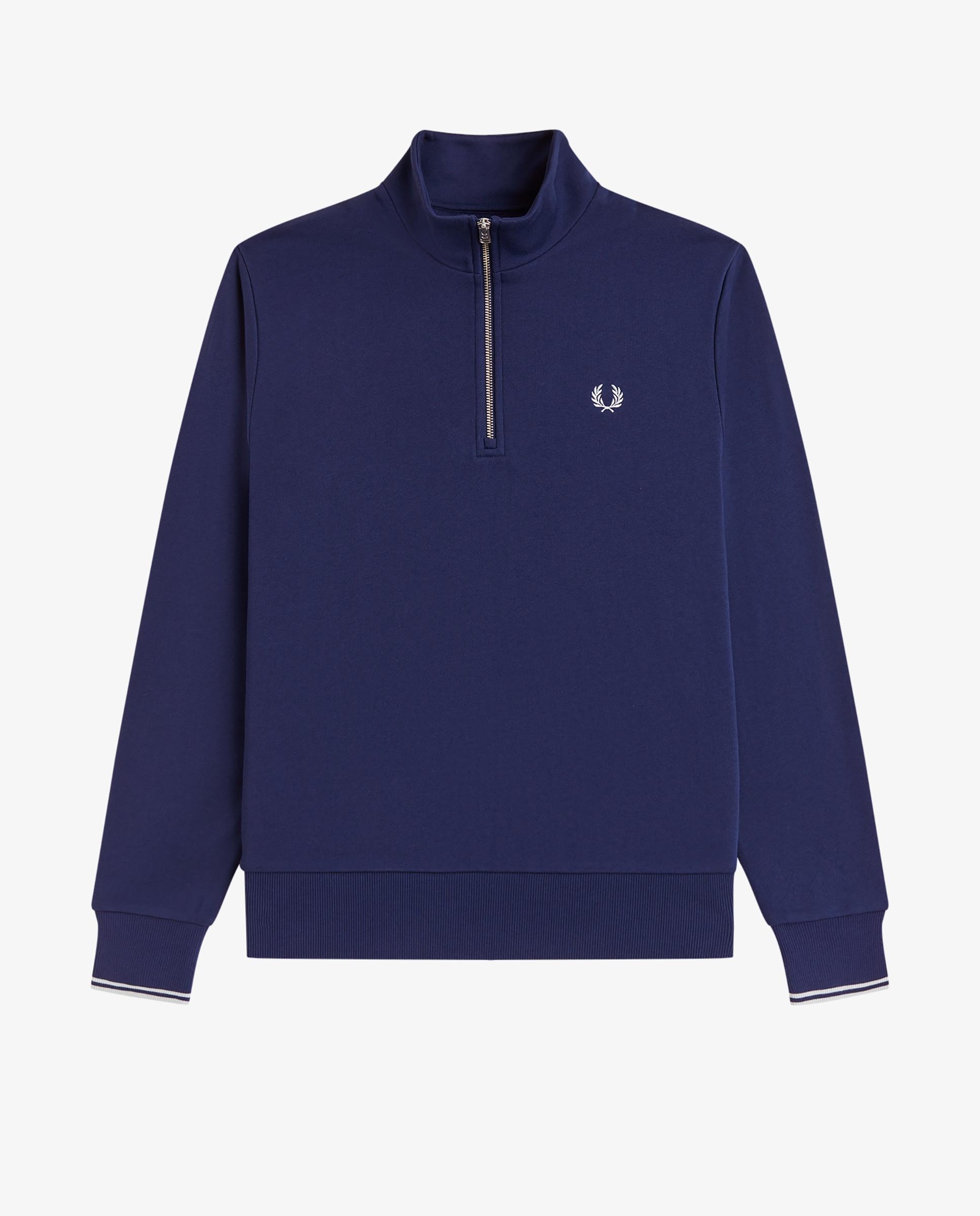 Sudadera de hombre con media cremallera y ribetes a contraste - Fred Perry - Azul fumé Azul fumé-7