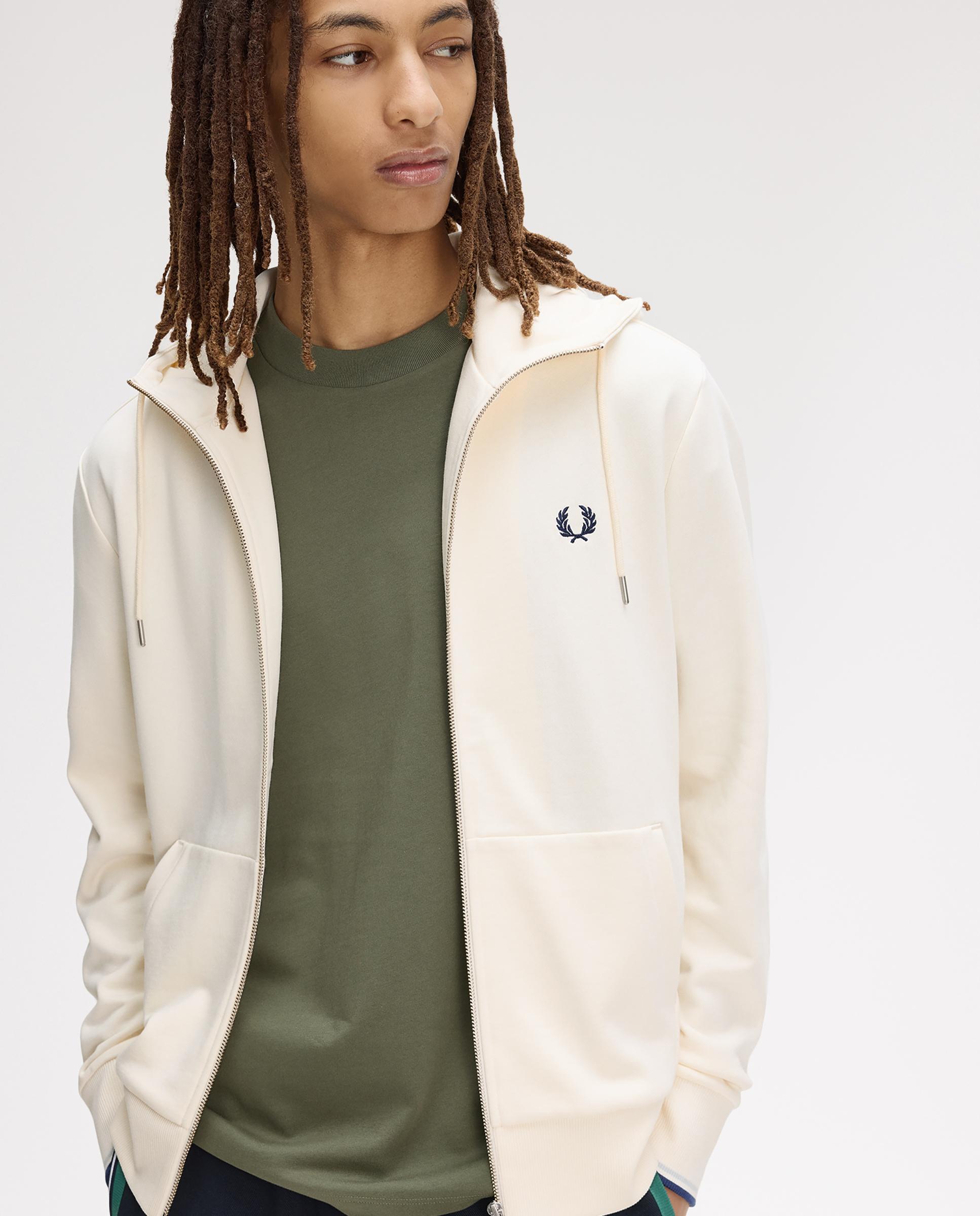 Sudadera de hombre con capucha y cremallera - Fred Perry - Crudo Crudo-3