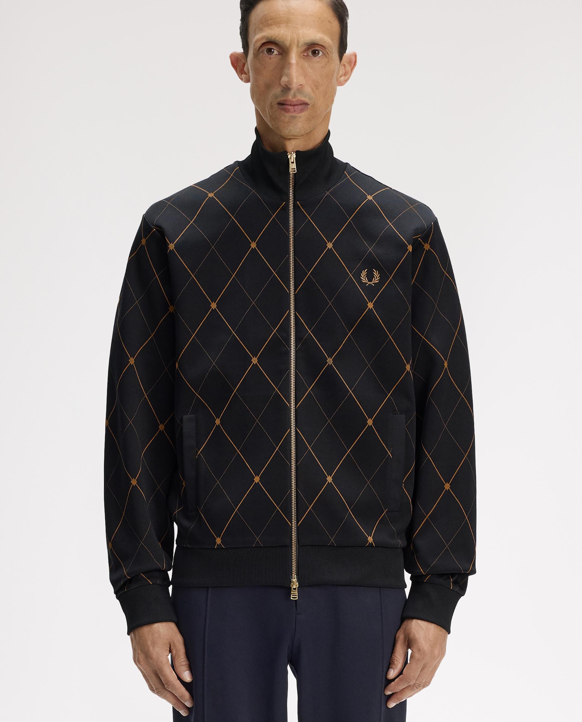 Imagen 1 de Cazadora de hombre con cuello perkins y diseño de rombos - Fred Perry - Negro Negro