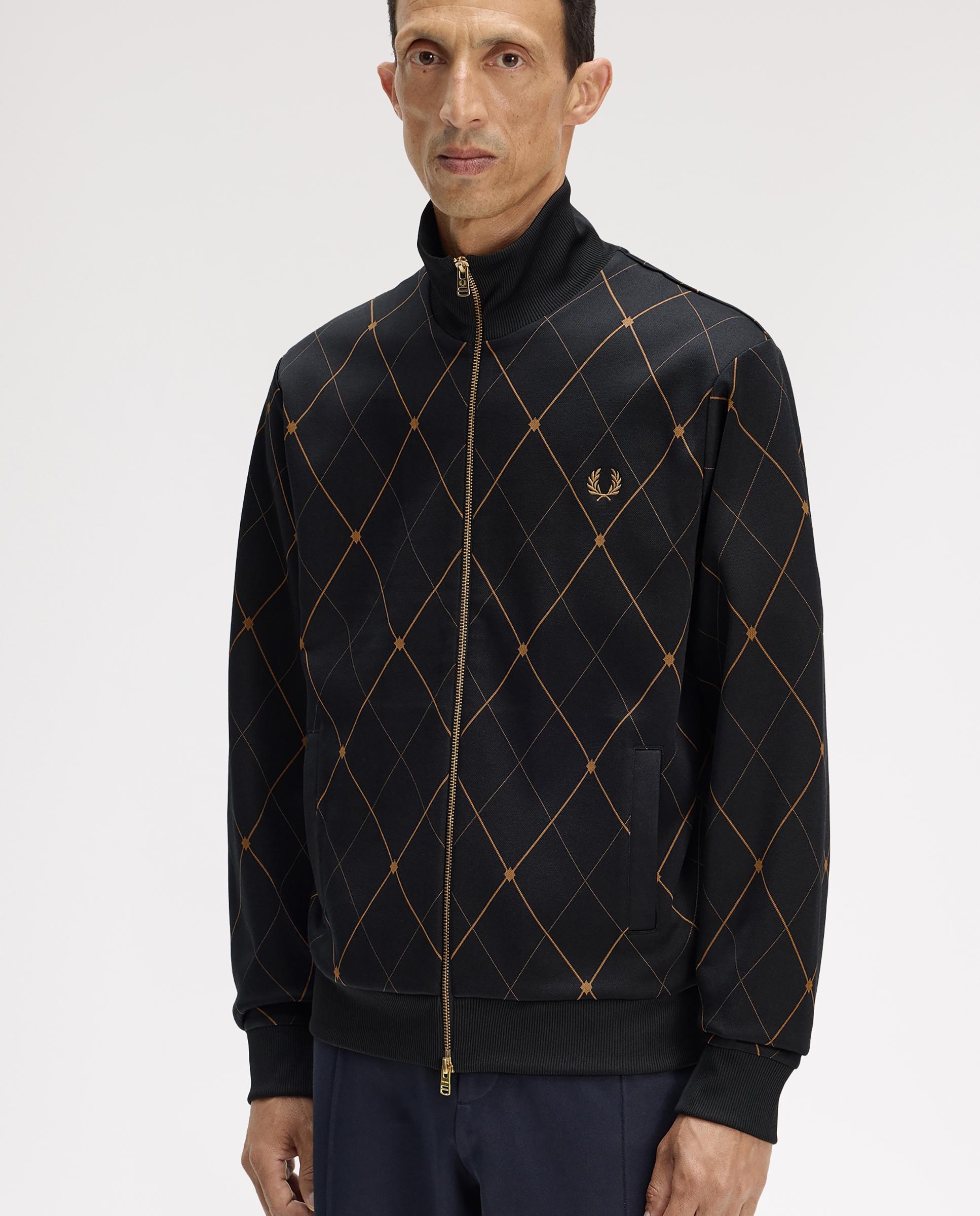 Imagen 4 de Cazadora de hombre con cuello perkins y diseño de rombos - Fred Perry - Negro Negro