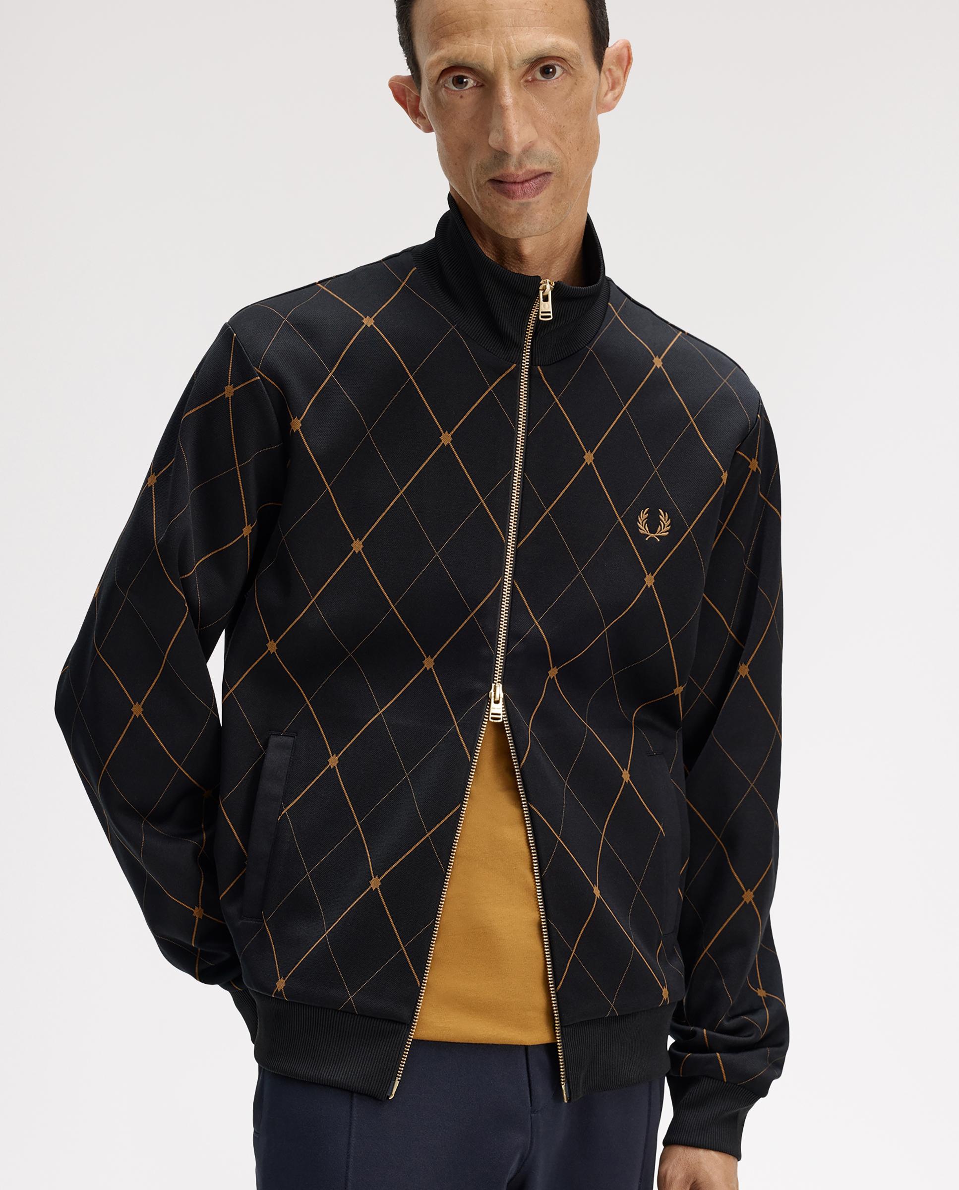 Imagen 5 de Cazadora de hombre con cuello perkins y diseño de rombos - Fred Perry - Negro Negro