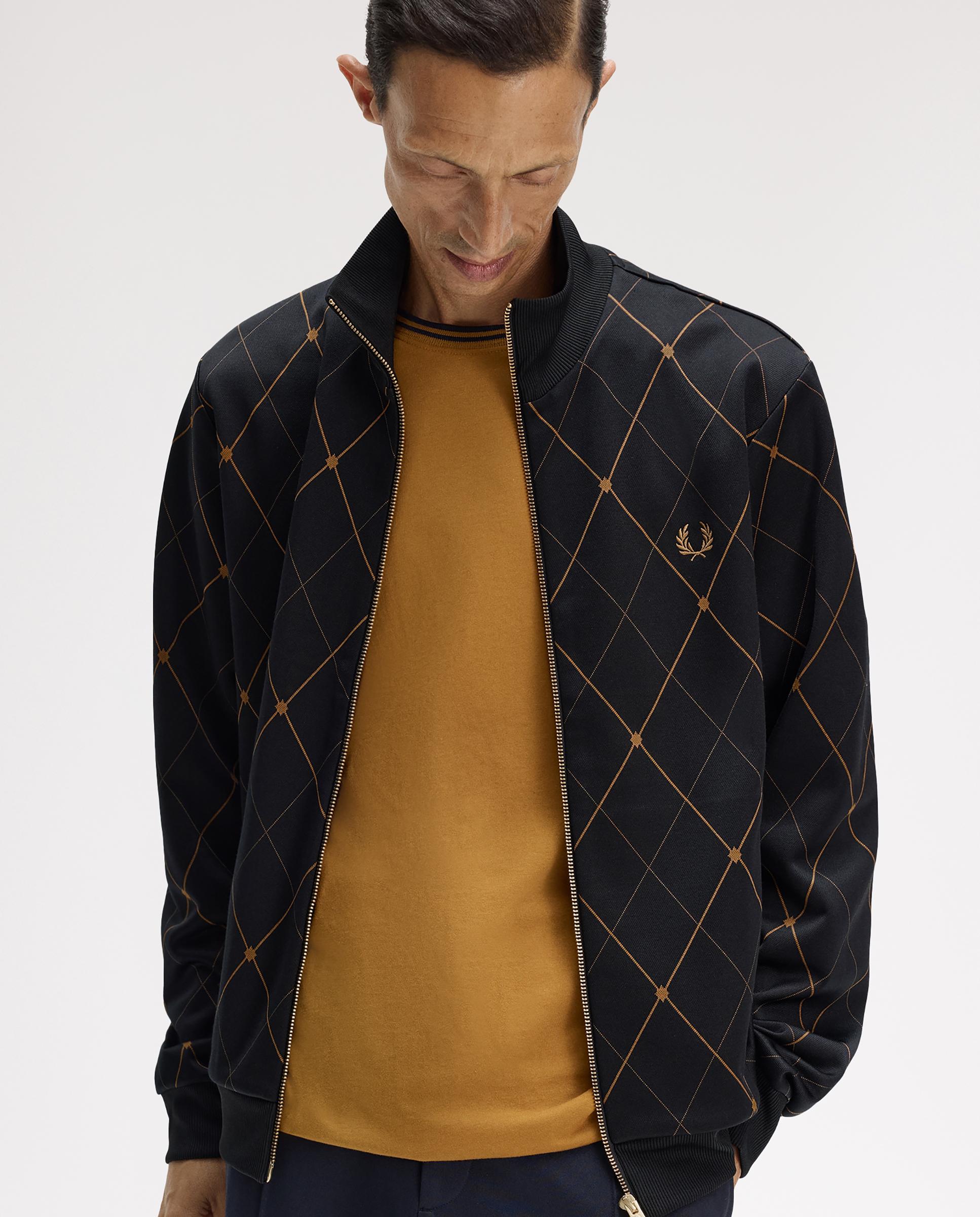 Imagen 6 de Cazadora de hombre con cuello perkins y diseño de rombos - Fred Perry - Negro Negro