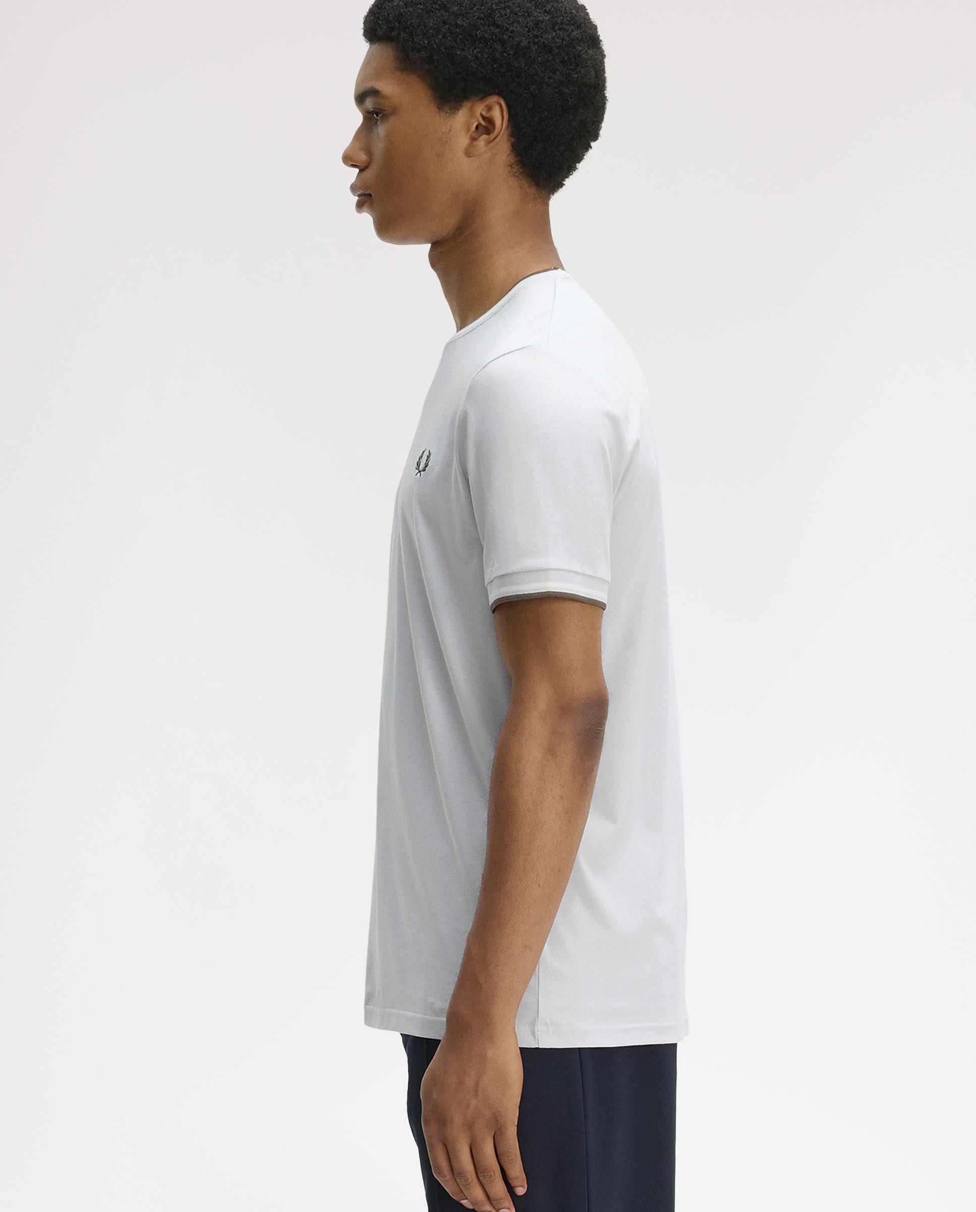 Imagen 2 de Camiseta de manga corta de hombre con ribete con dos franjas - Fred Perry - Azul grisáceo Azul grisáceo