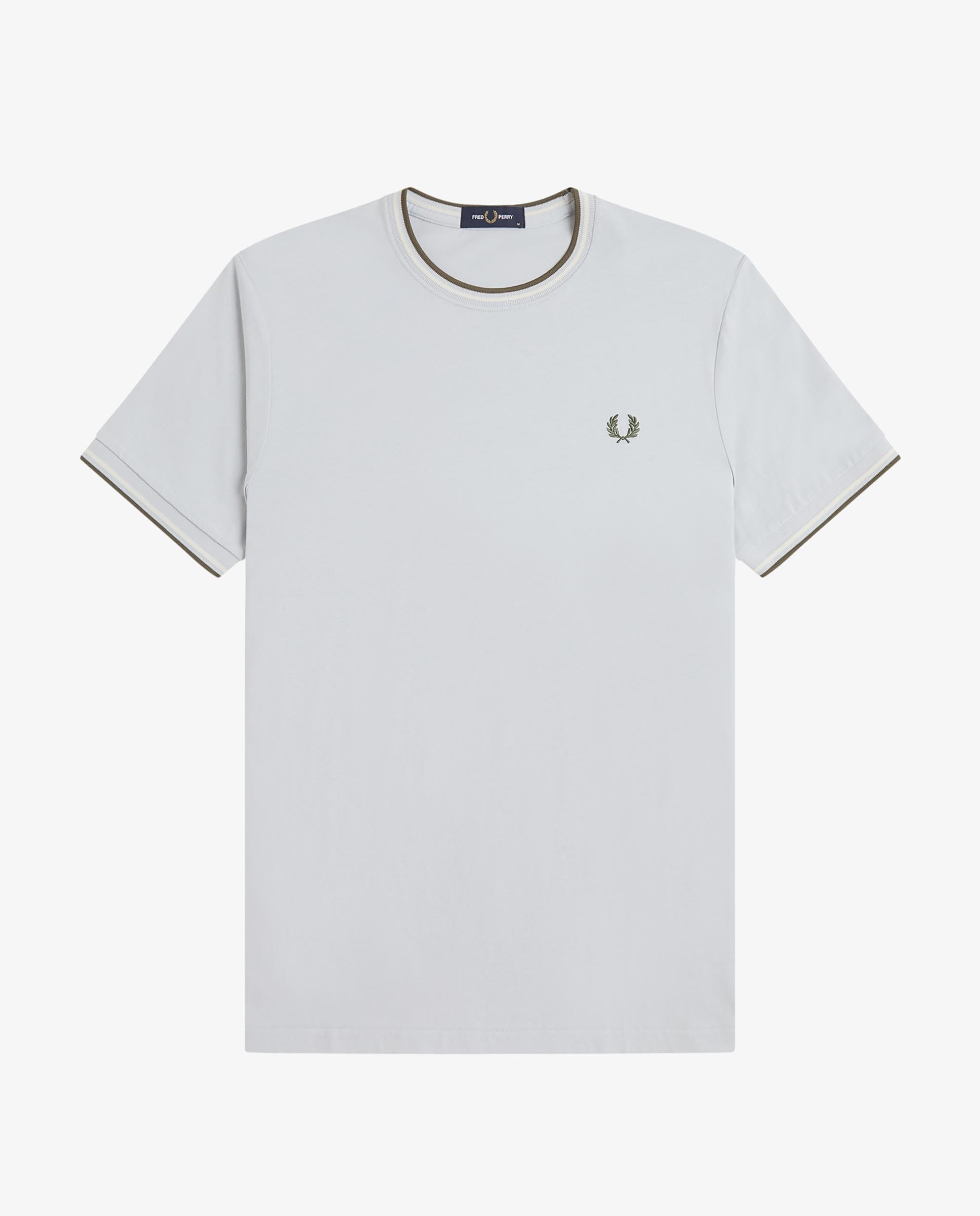 Imagen 7 de Camiseta de manga corta de hombre con ribete con dos franjas - Fred Perry - Azul grisáceo Azul grisáceo