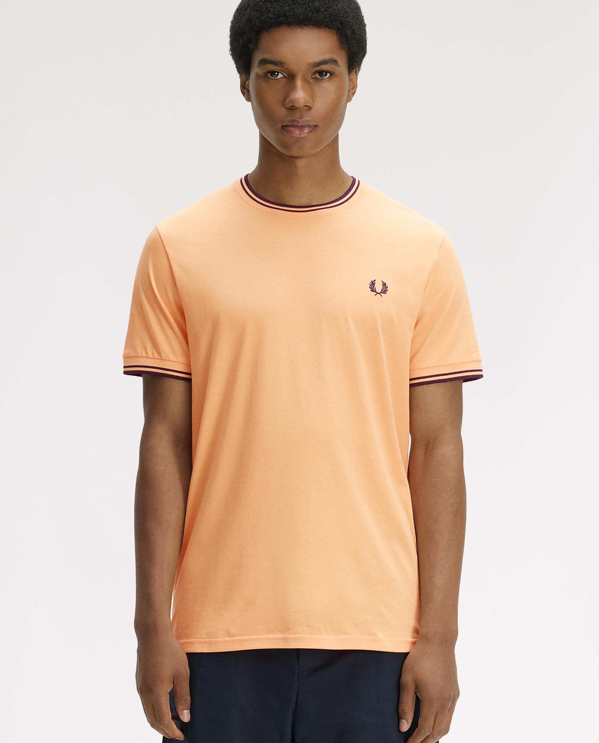 Imagen 1 de Camiseta de manga corta de hombre con ribete con dos franjas - Fred Perry - Naranja Naranja