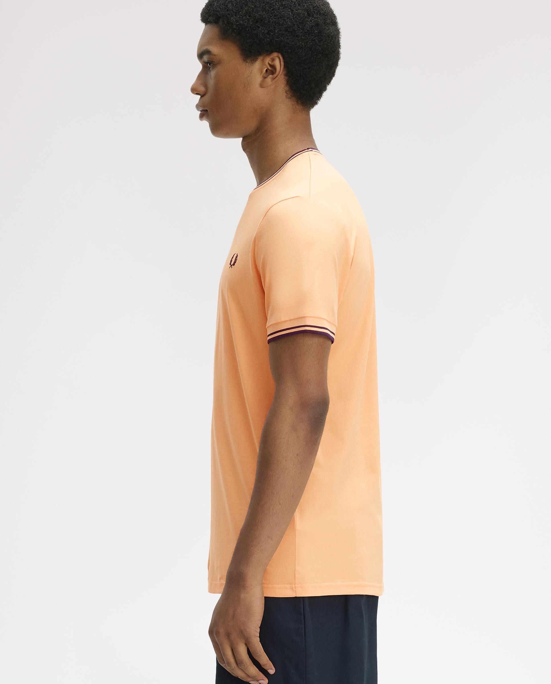 Imagen 2 de Camiseta de manga corta de hombre con ribete con dos franjas - Fred Perry - Naranja Naranja