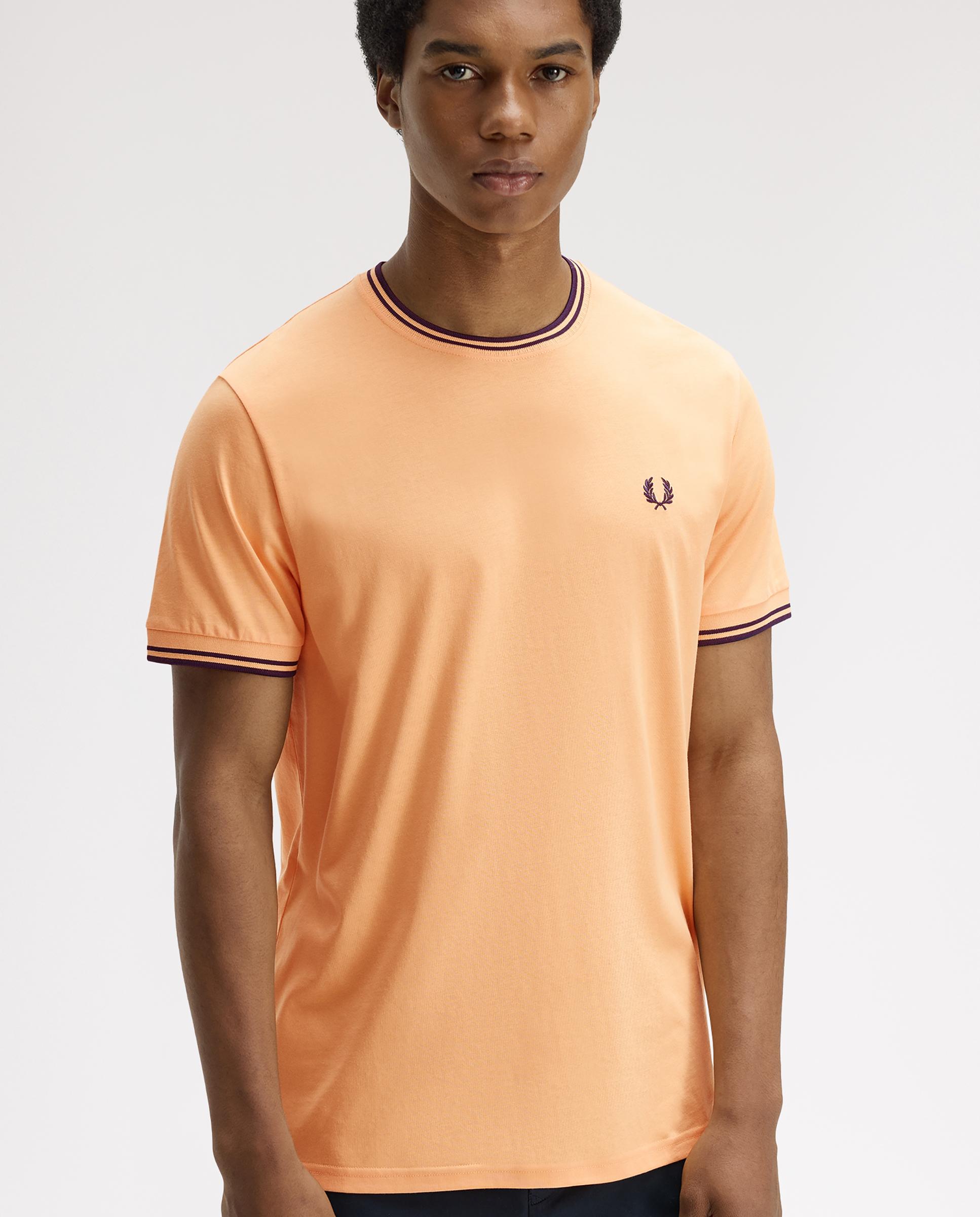 Imagen 3 de Camiseta de manga corta de hombre con ribete con dos franjas - Fred Perry - Naranja Naranja