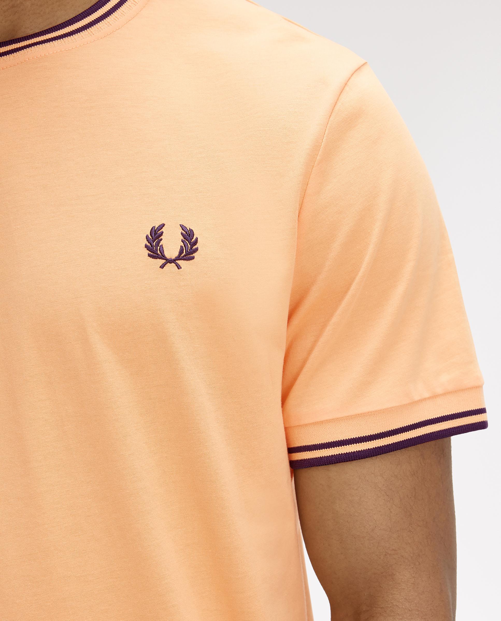 Imagen 5 de Camiseta de manga corta de hombre con ribete con dos franjas - Fred Perry - Naranja Naranja