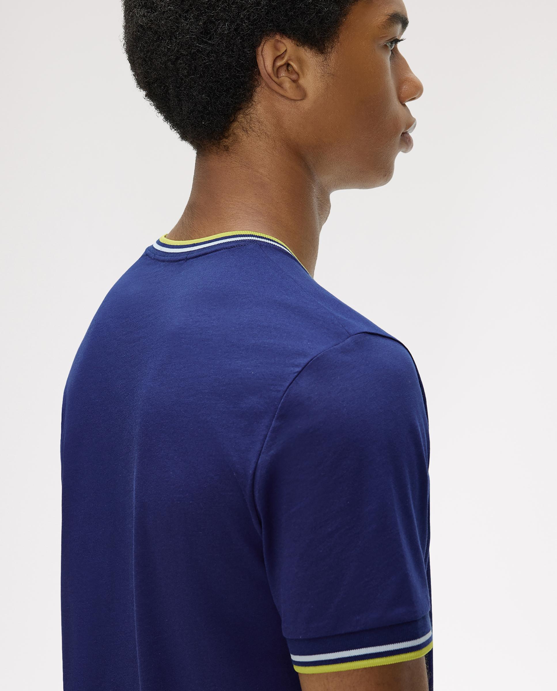 Imagen 4 de Camiseta de manga corta de hombre con ribete con dos franjas - Fred Perry - Azul fumé Azul fumé