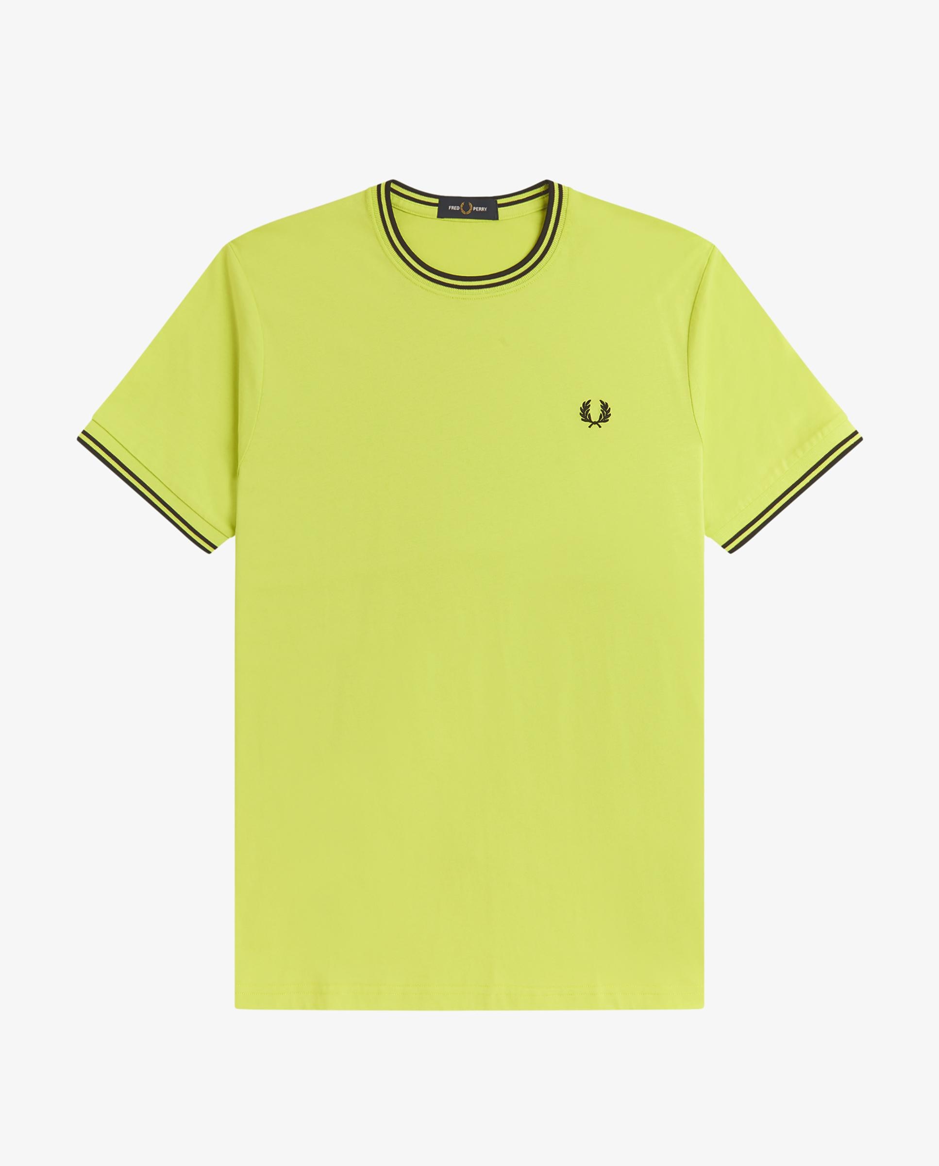 Imagen 7 de Camiseta de manga corta de hombre con ribete con dos franjas - Fred Perry - Amarillo limón Amarillo limón