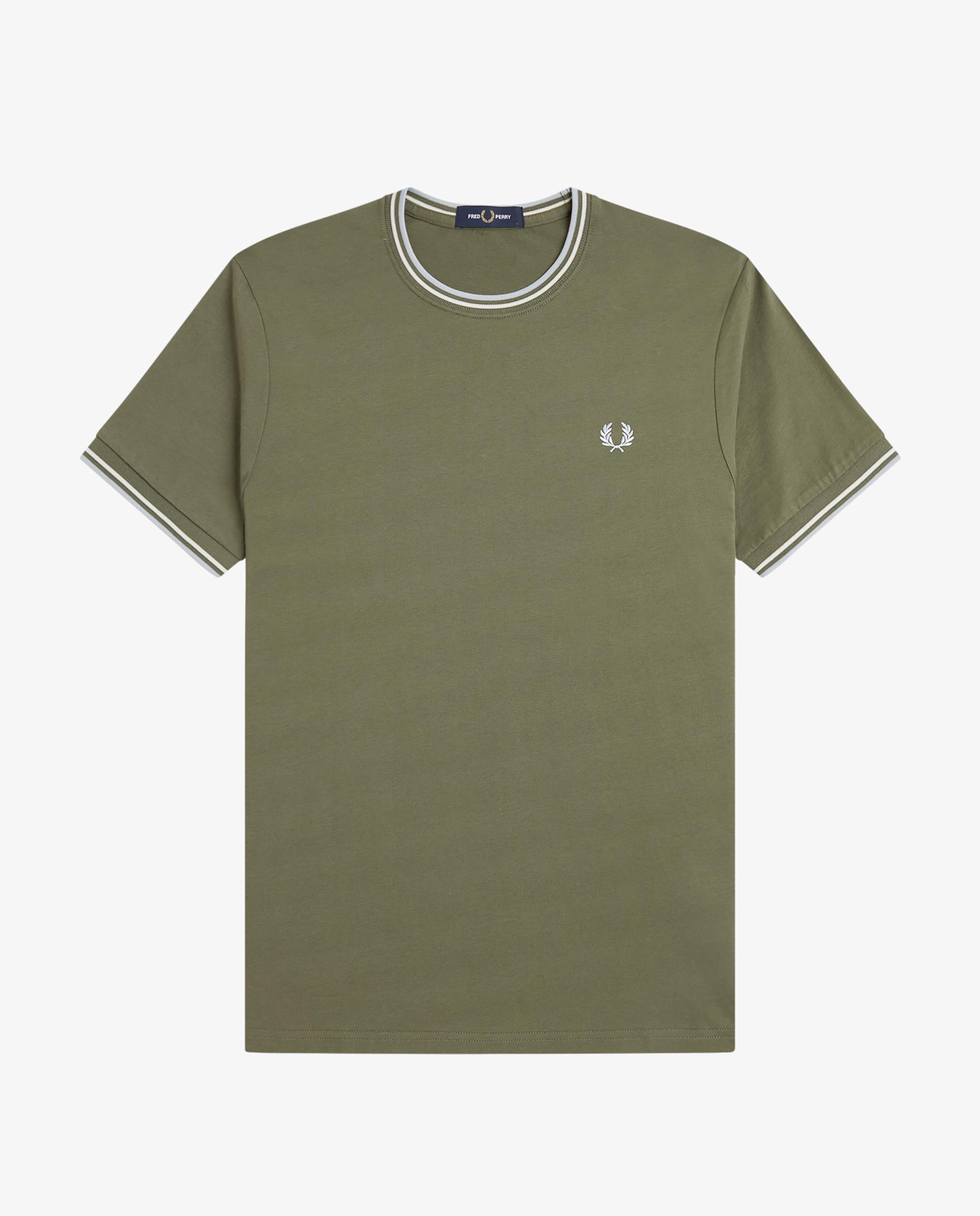 Imagen 7 de Camiseta de manga corta de hombre con ribete con dos franjas - Fred Perry - Kaki Kaki