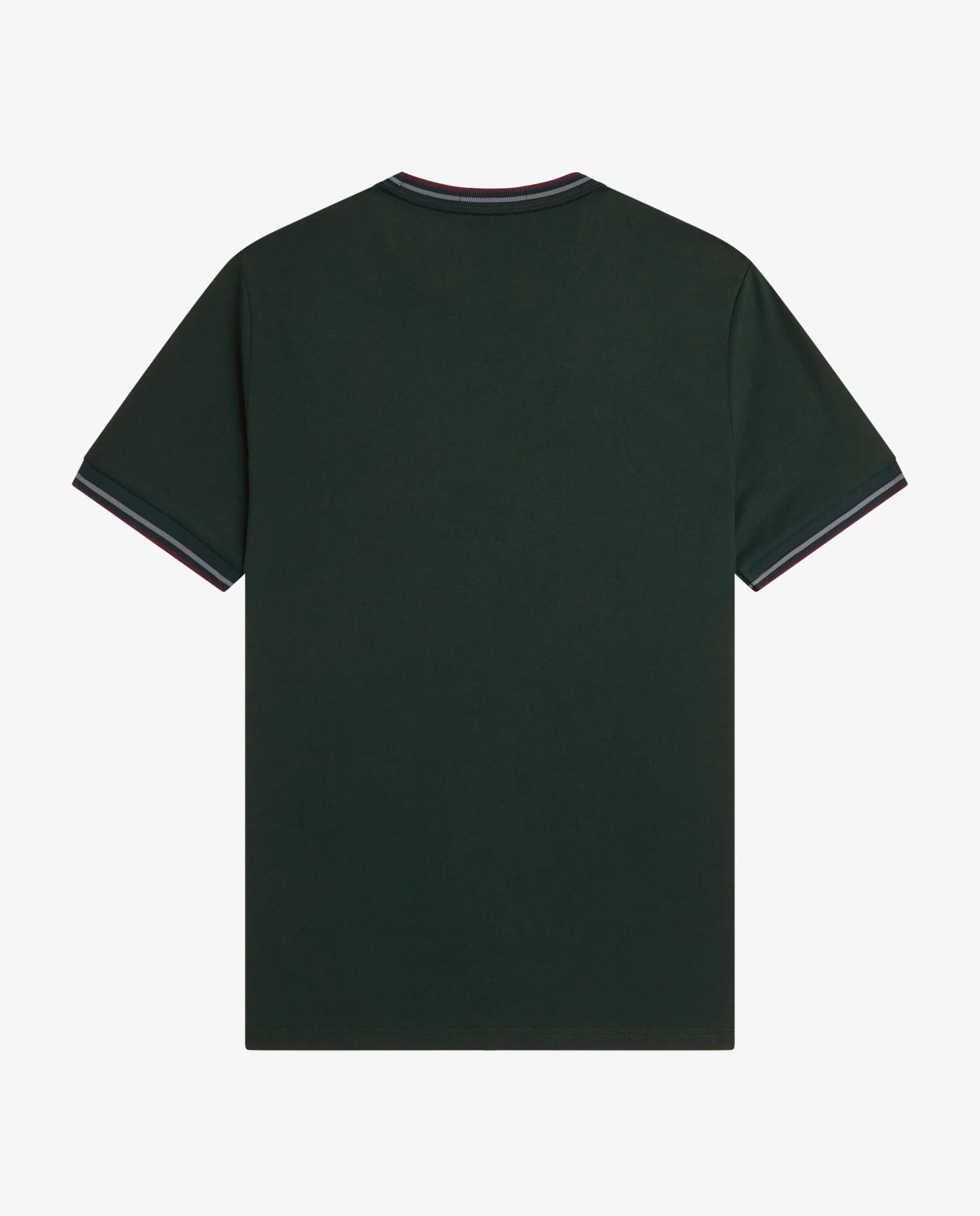 Imagen 5 de Camiseta de manga corta de hombre con ribete con dos franjas - Fred Perry - Verde cadete Verde cadete