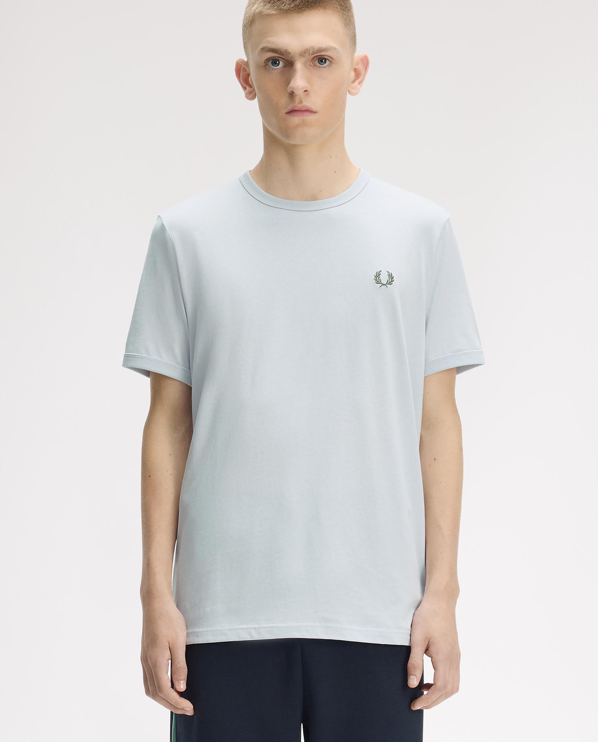 Camiseta de hombre ringer manga corta con cuello redondo - Fred Perry - Azul grisáceo Azul claro-1