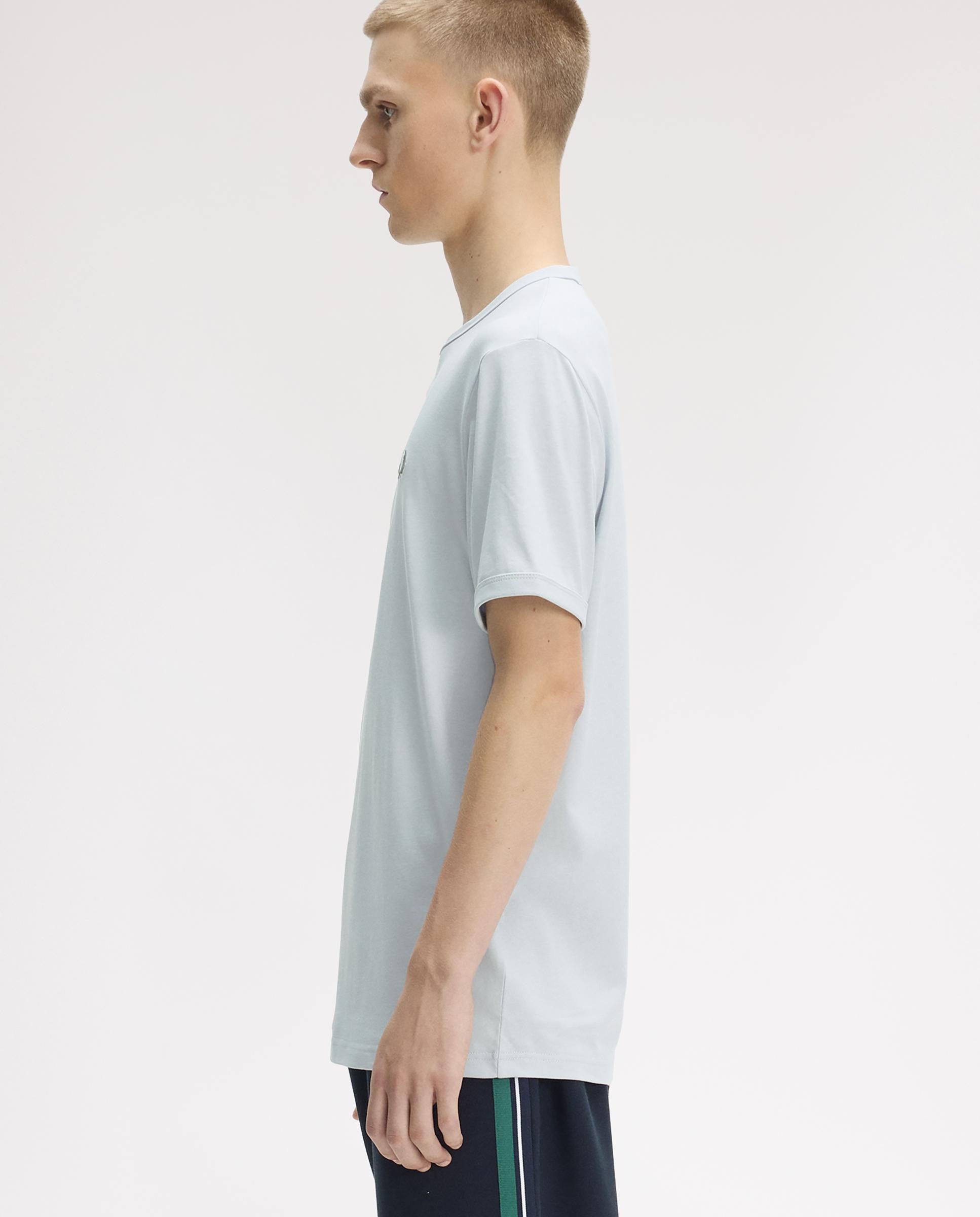 Camiseta de hombre ringer manga corta con cuello redondo - Fred Perry - Azul grisáceo Azul claro-2