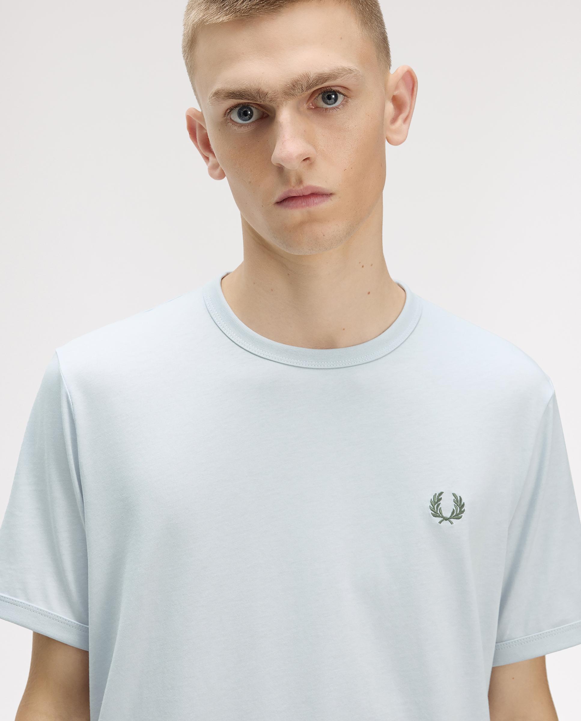 Camiseta de hombre ringer manga corta con cuello redondo - Fred Perry - Azul grisáceo Azul claro-3