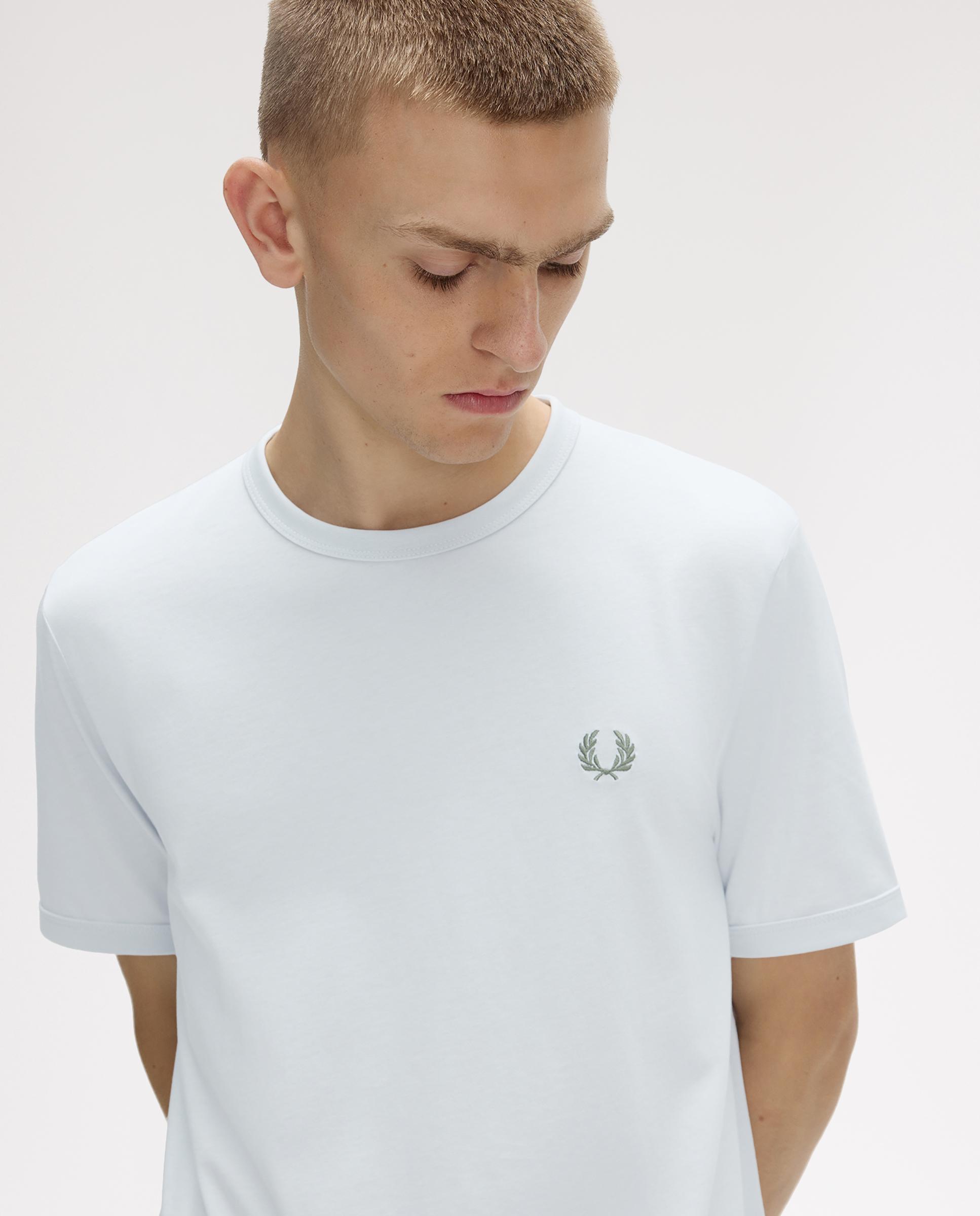 Camiseta de hombre ringer manga corta con cuello redondo - Fred Perry - Azul grisáceo Azul claro-4