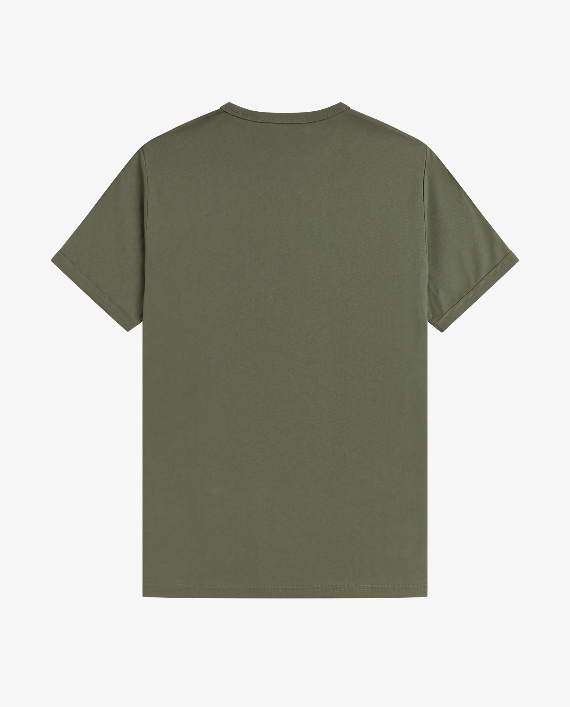Imagen 6 de Camiseta de hombre ringer manga corta con cuello redondo - Fred Perry - Verde militar Verde militar