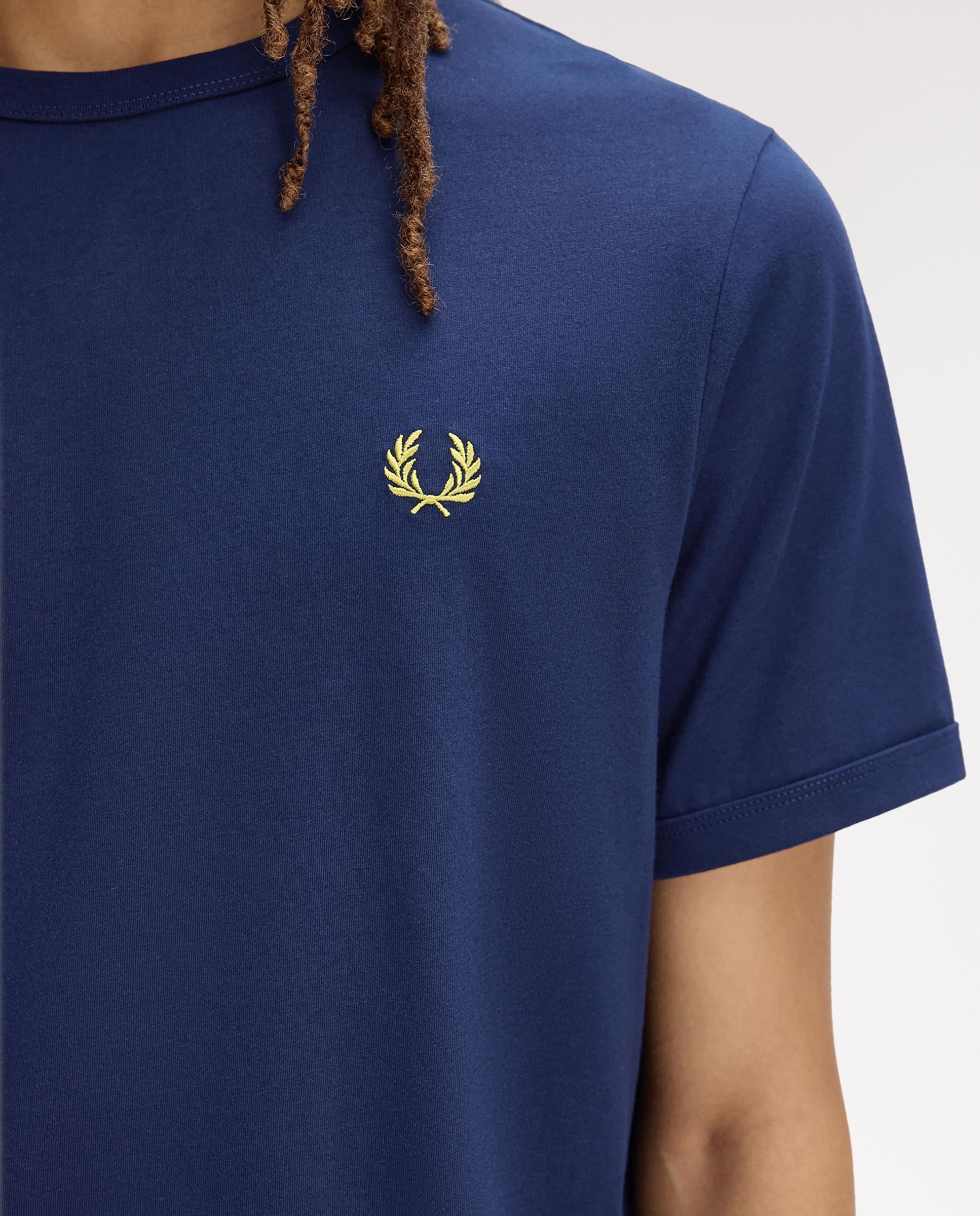 Camiseta de hombre ringer manga corta con cuello redondo - Fred Perry - Azul fumé Azul fumé-4