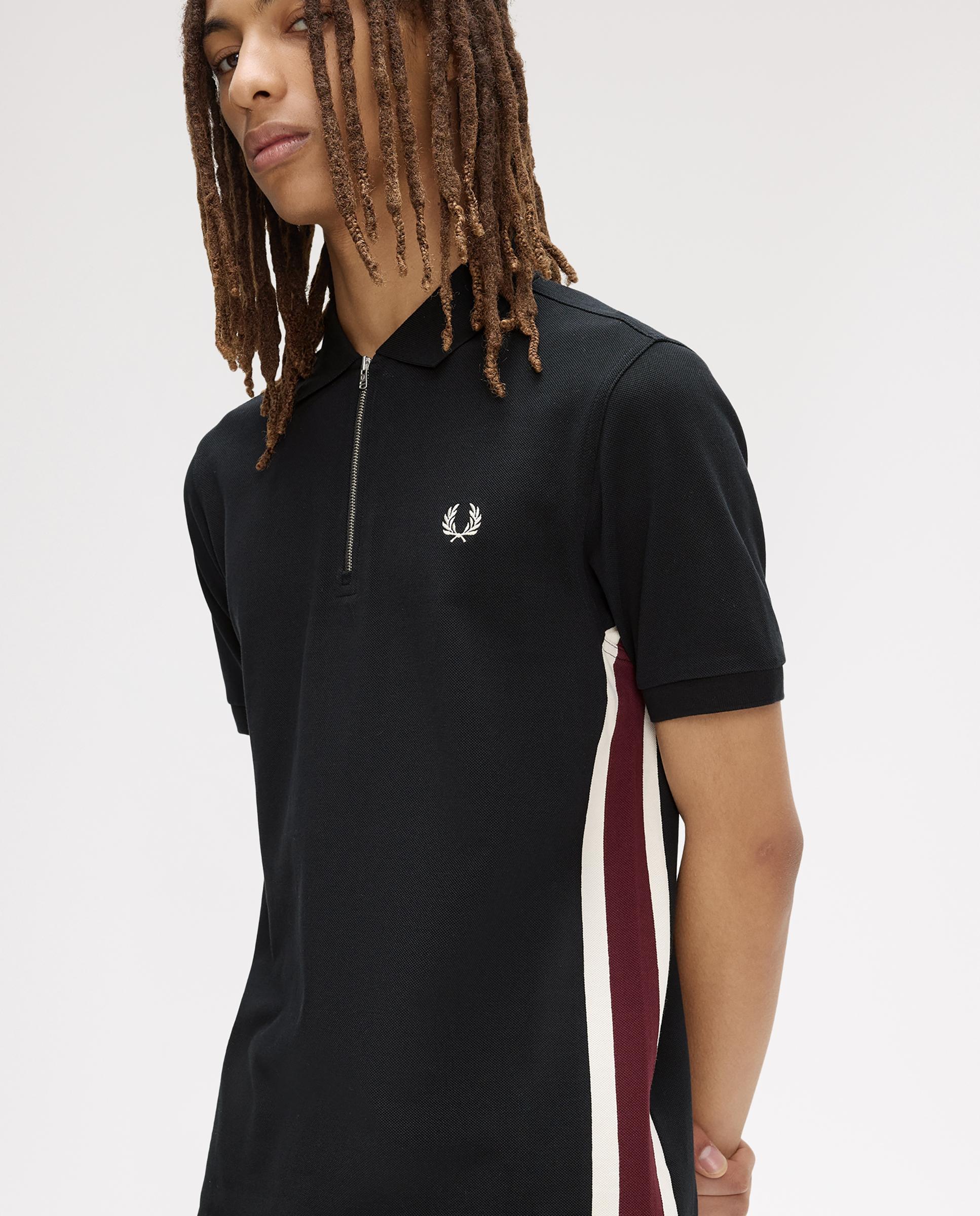 Polo de hombre manga corta con media cremallera - Fred Perry - Negro Negro-3