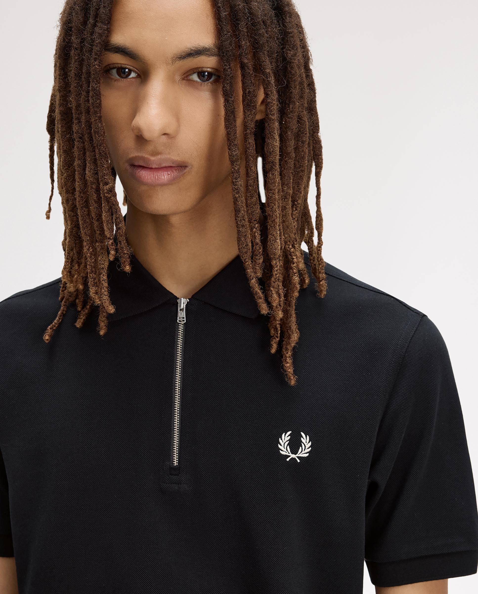 Polo de hombre manga corta con media cremallera - Fred Perry - Negro Negro-4