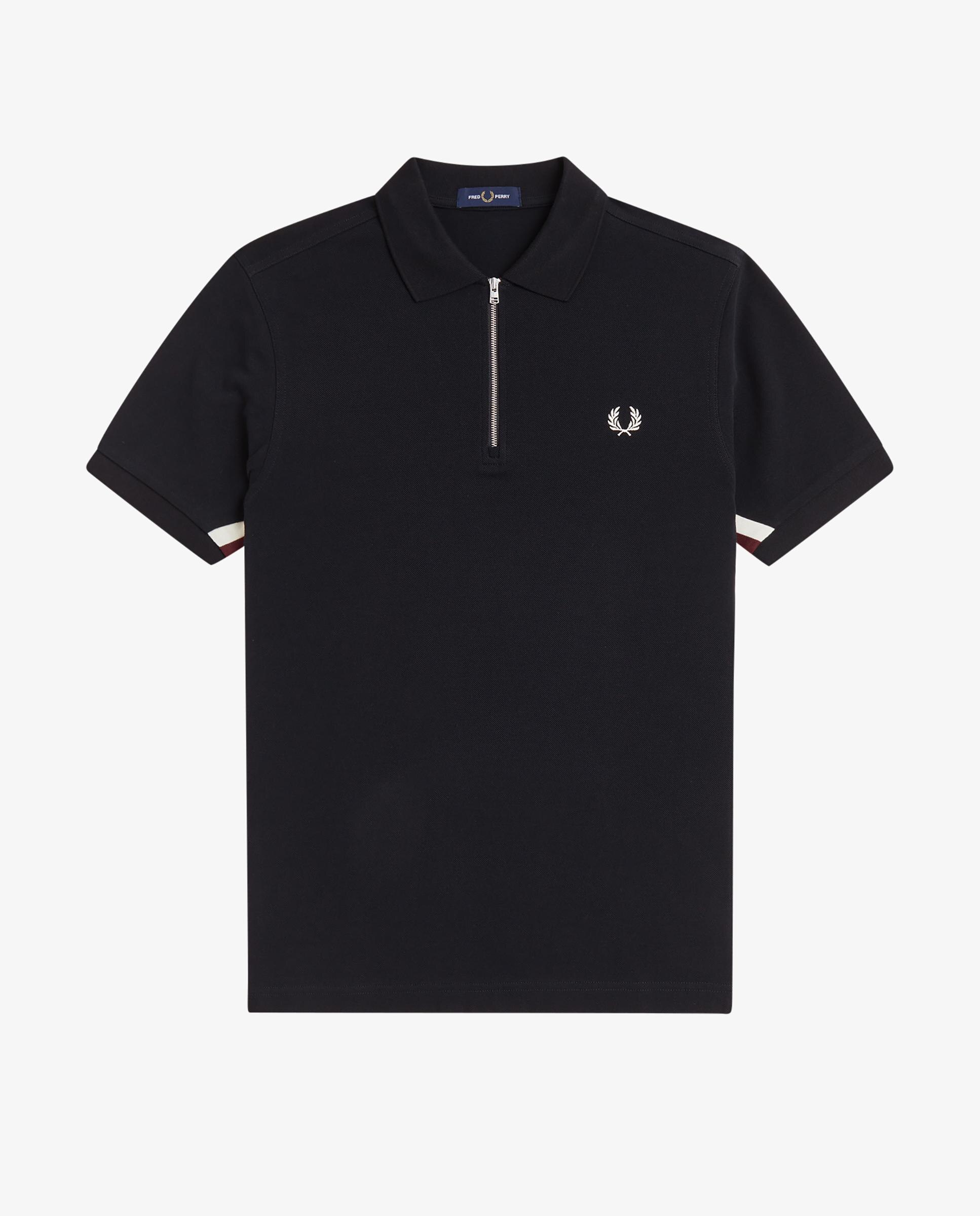 Polo de hombre manga corta con media cremallera - Fred Perry - Negro Negro-6