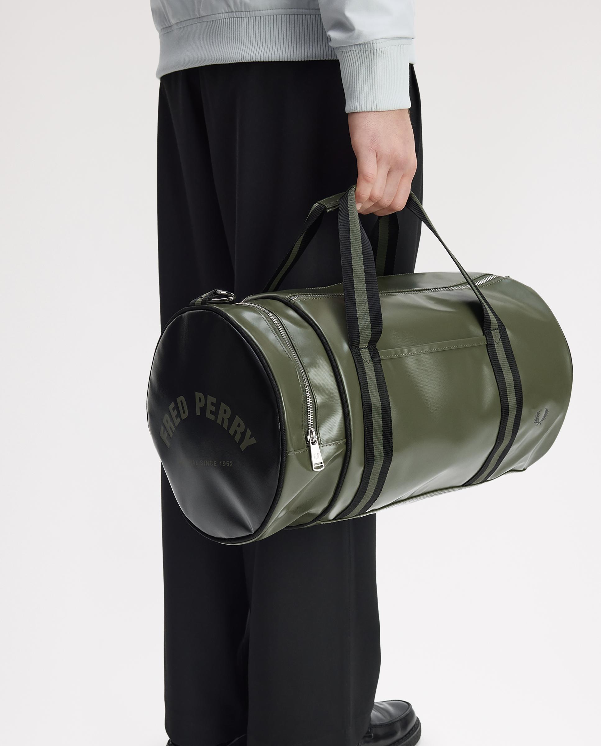Bandolera de hombre clásica tipo barril con contrastes - Fred Perry - Verde militar Verde militar-4